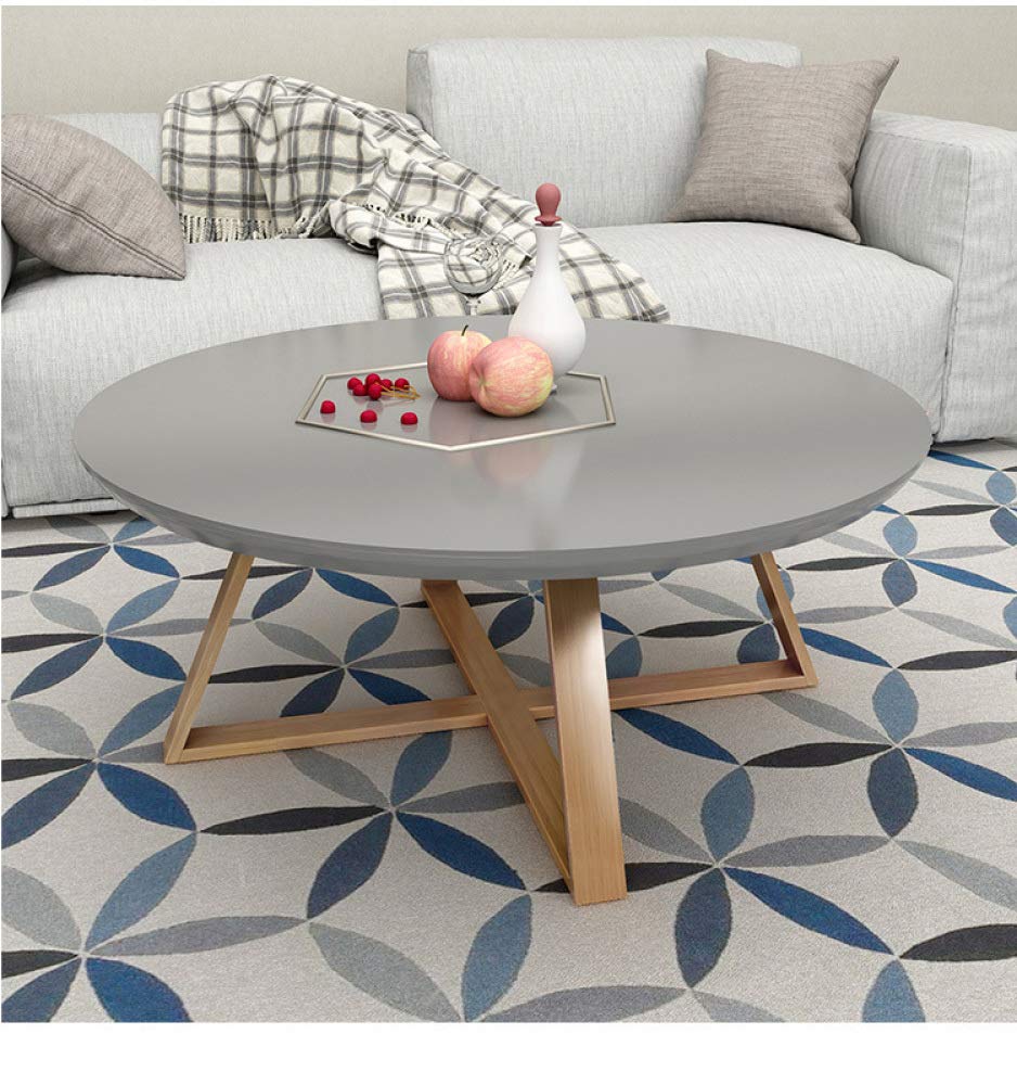 Table d'appoint créative en bois massif gris 80cm petit bureau rond