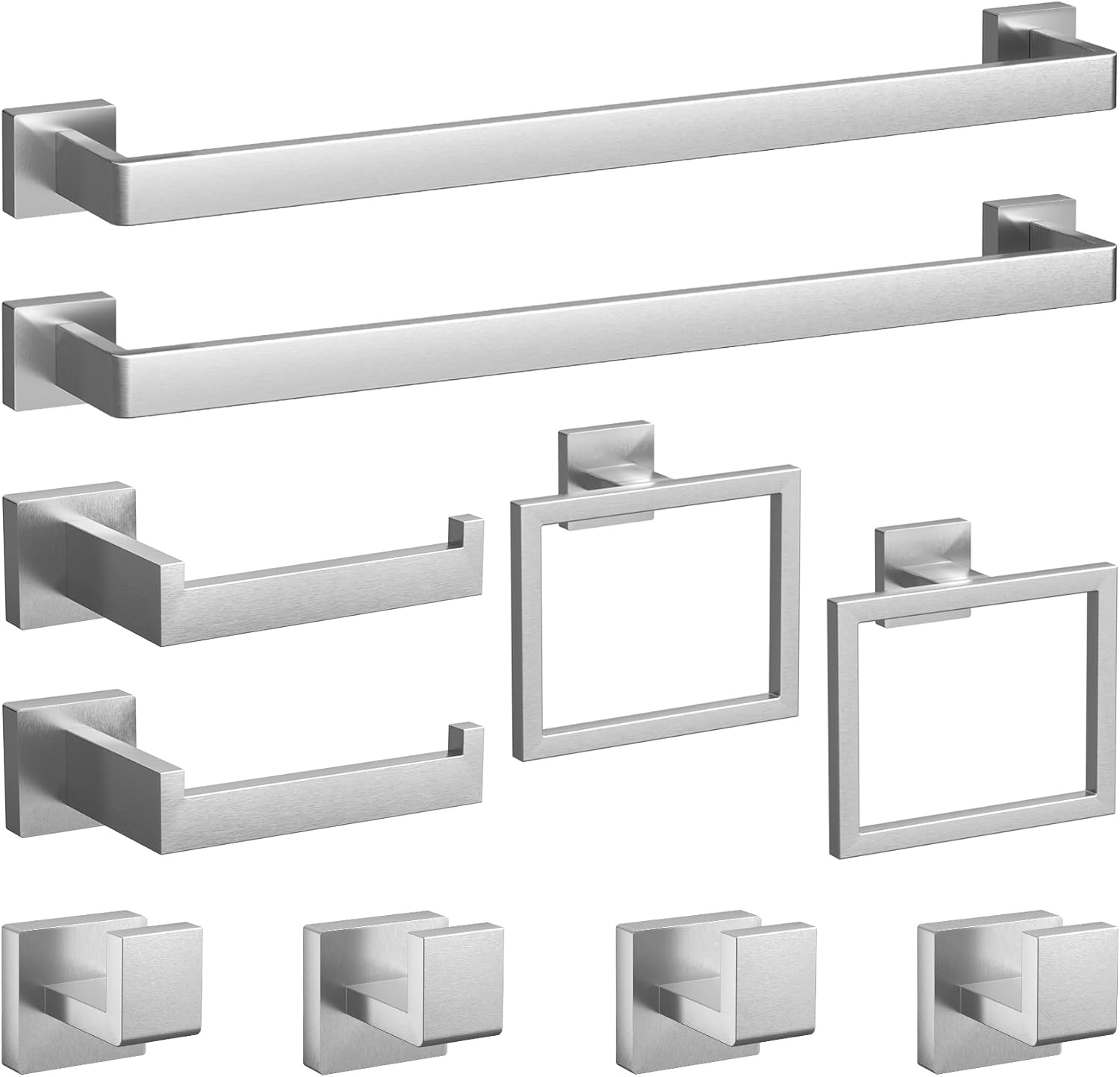 10Pieces Brushed Nickel Bathroom Accessories Set, 23.6