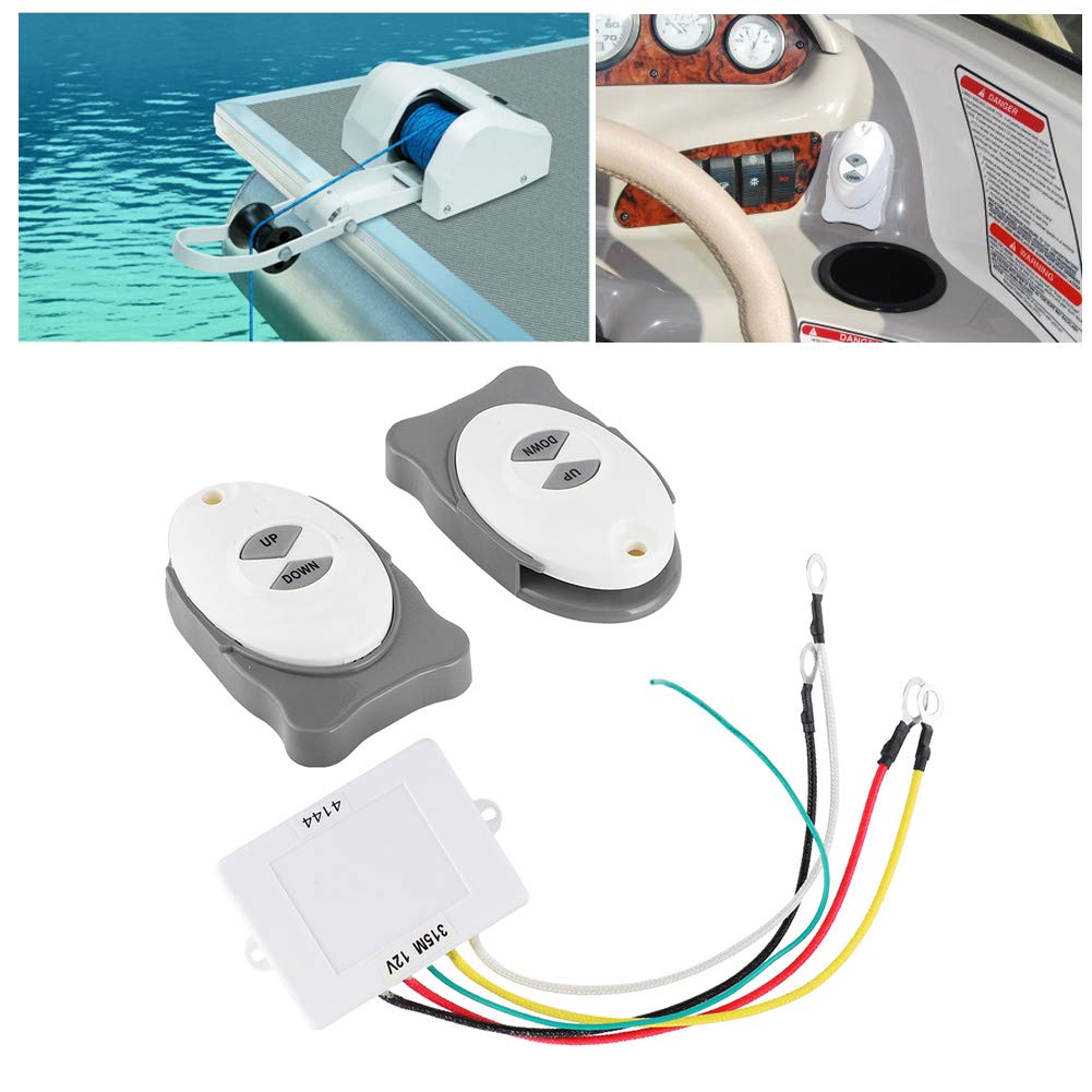 Akozon Ancre Télécommande Guindeau Interrupteur sans Fil Contrôleur de Garniture Accessoire de Voile de Bateau Marin 2 émetteur Contrôleur de Voile Accessoire de Bateau