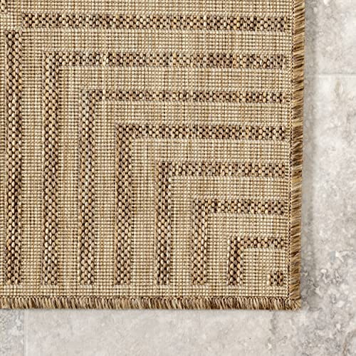 Nuloom Asha Simple Border Indoor/Outdoor Area Rug, 4' X 6', Light Brown #TOP3