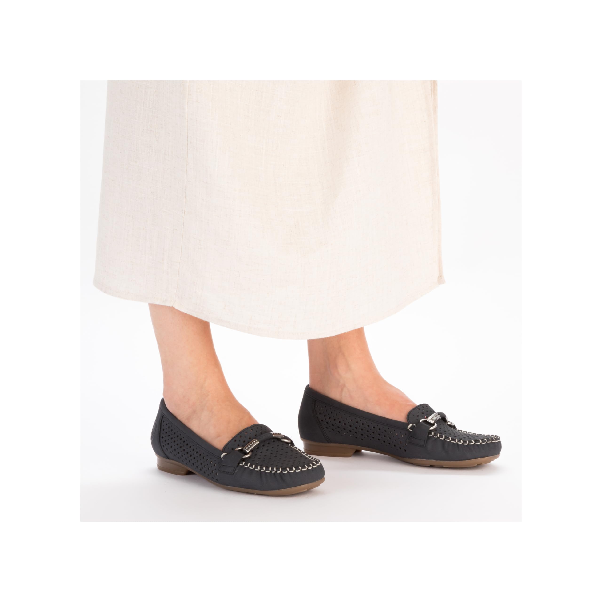 Rieker 40065-14 Damen Slipper Synthetik blau/rot/weiß blau/rot/weiß