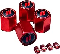 Vista 1 de TACTILIAN Tapones de vástago de válvula de neumático rojos para válvula de neumático Dodge, paquete de 4 Tapones de válvula de neumático