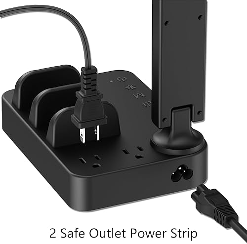 Miniatura 4 de Drevet Lámpara LED de escritorio, Touch Cotrol pequeña lámpara de mesa con 3 cargadores USB C, 2 tomas de corriente alterna, 3 modos de luz, 3