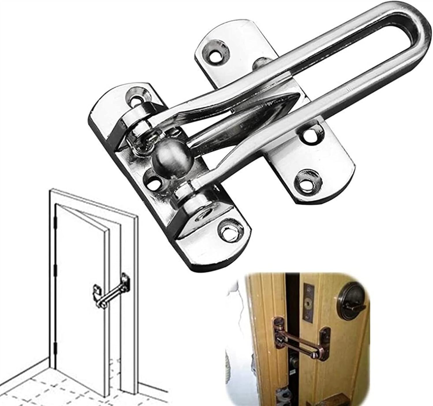 Door Chain Lock,Chain Safe Buckle,Latch Safety Limiter,Household Metal Door Buckle Hasp Anti-Theft Chain Door Chain Anti-Lock Concealed Safety Chain