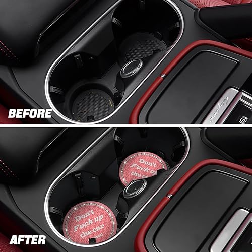 Miniatura 3 de AUCELI Portavasos de silicona con diamantes de imitación de cristal de 2.75 pulgadas, tapete antideslizante para insertar el vehículo, accesorios