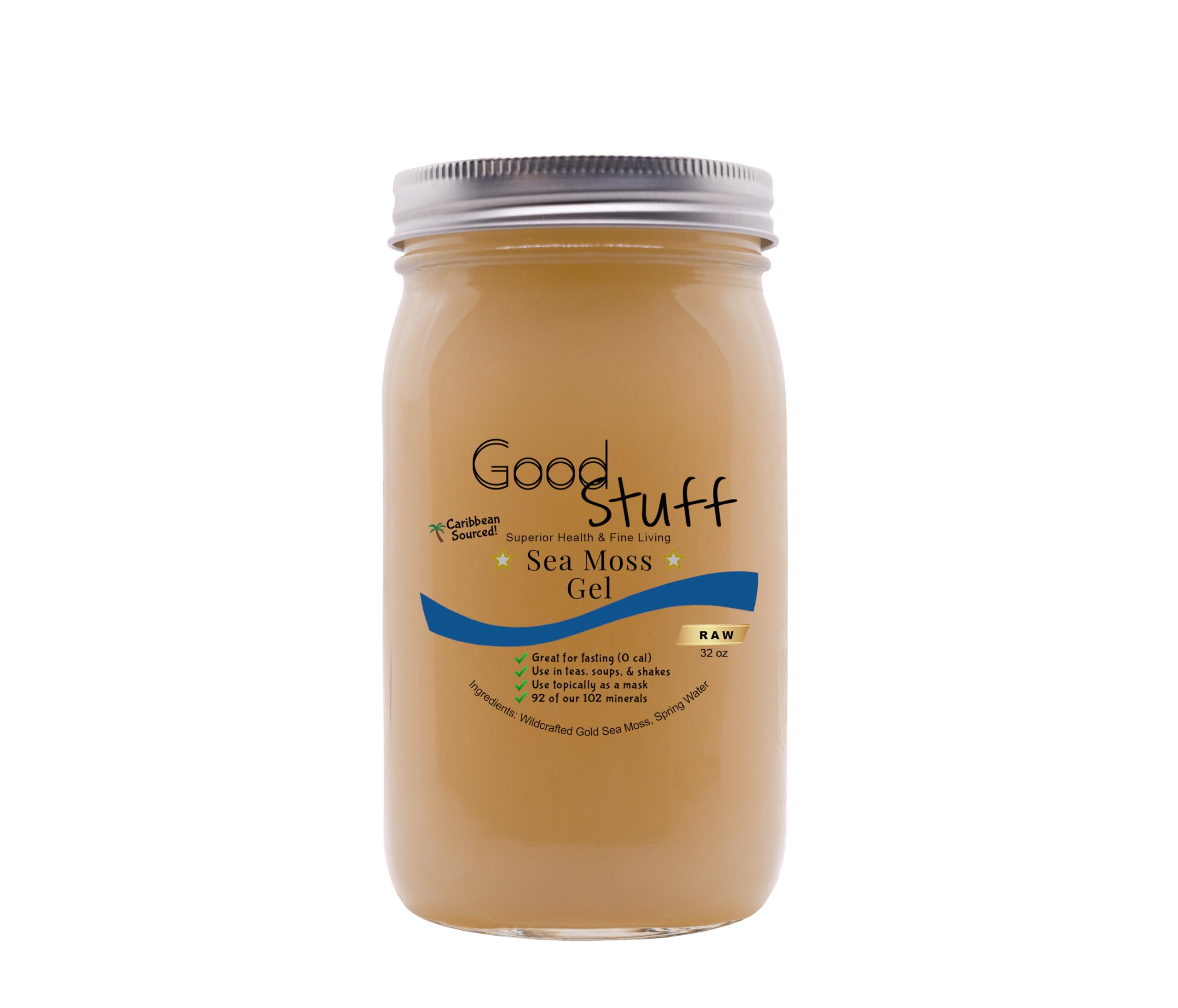 Goodstuff Premium St. Lucia Sea Moss Gel, Nature's Ultimate Multi-Vitamin and Skin Superfood (32 OZ)