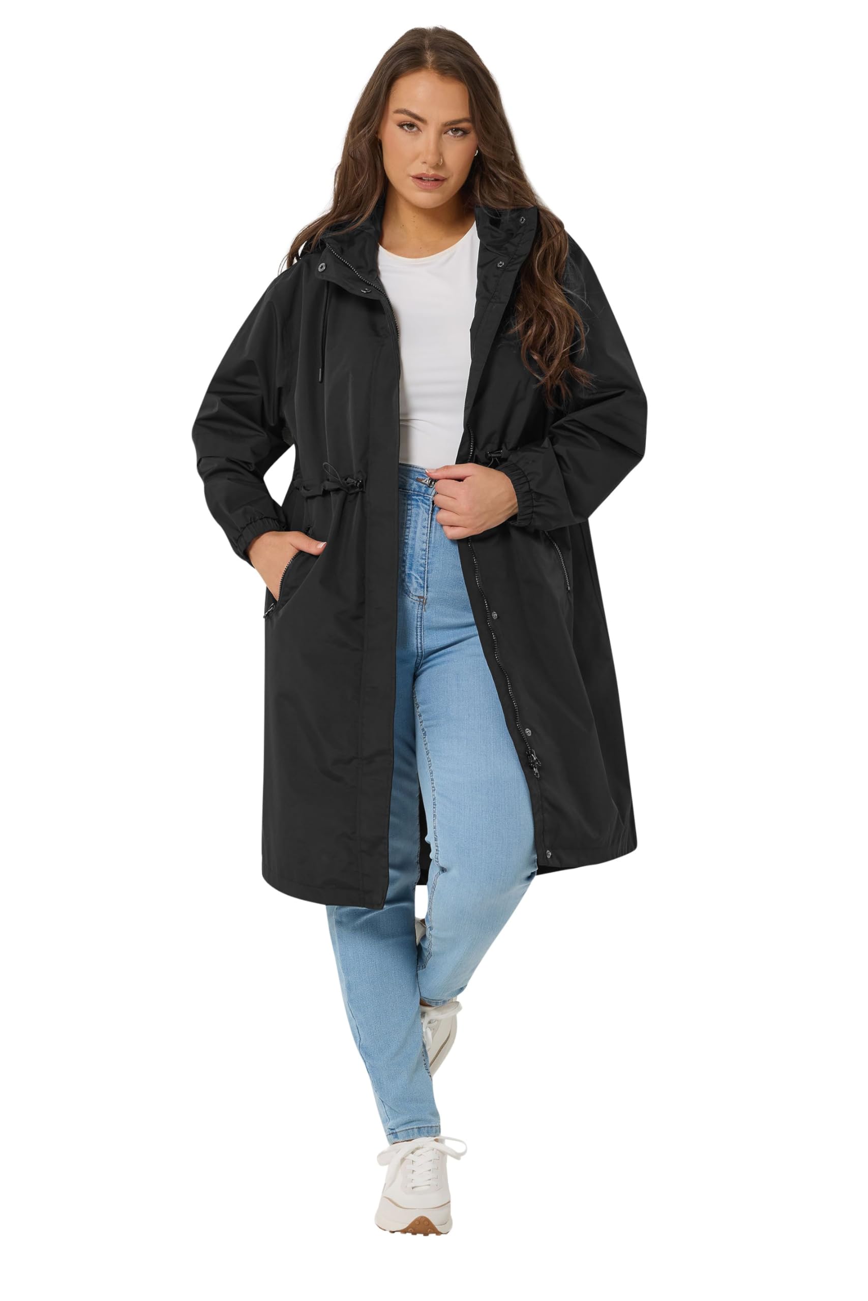 Yours Women's Black Waterproof Longline Jacket In | : 22/24