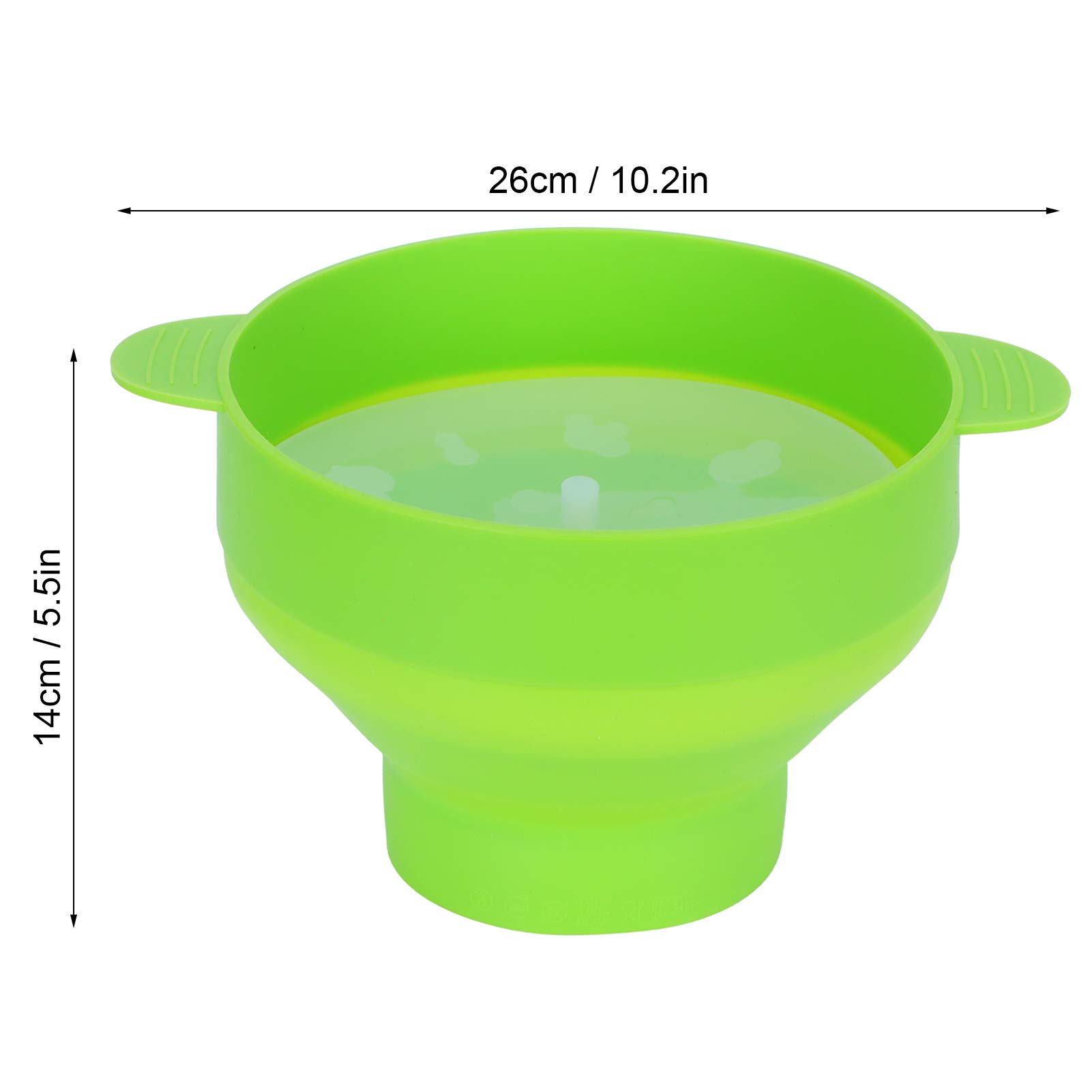 Cubo plegable de silicona para hacer palomitas de maíz con tapa, accesorio de cocina, apto para microondas, plegable, para uso doméstico y de oficina (With handle-green)