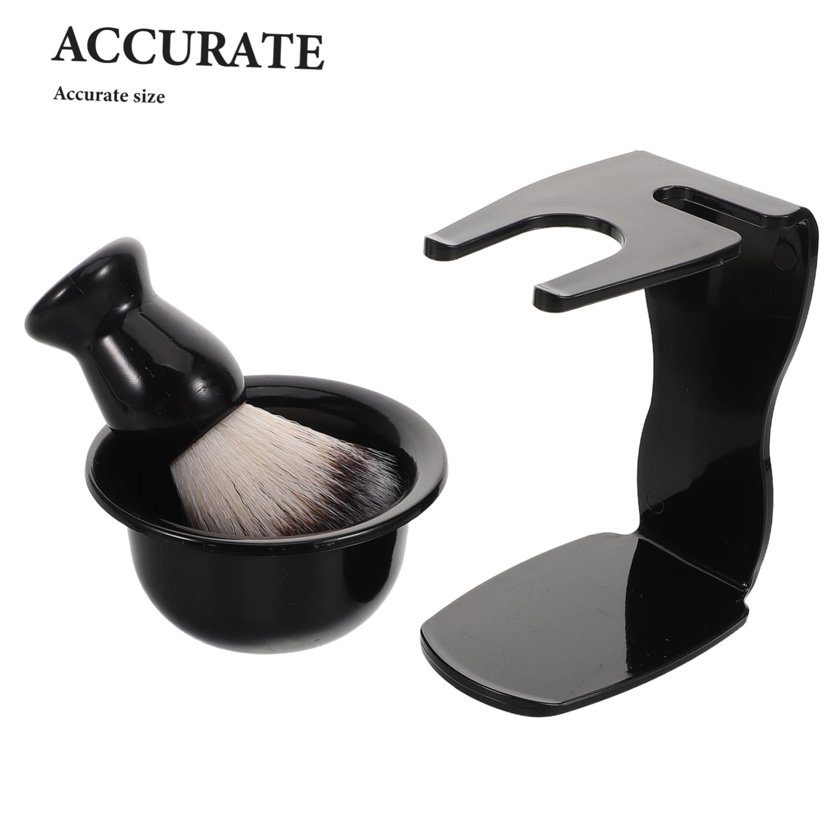 WOONEKY Set da Barba Tradizionale da Uomo Compatto e Leggero Spazzola per Baffi, Ciotola per Rasatura in Plastico e Supporto per Rasoio per Viaggi di Lavoro