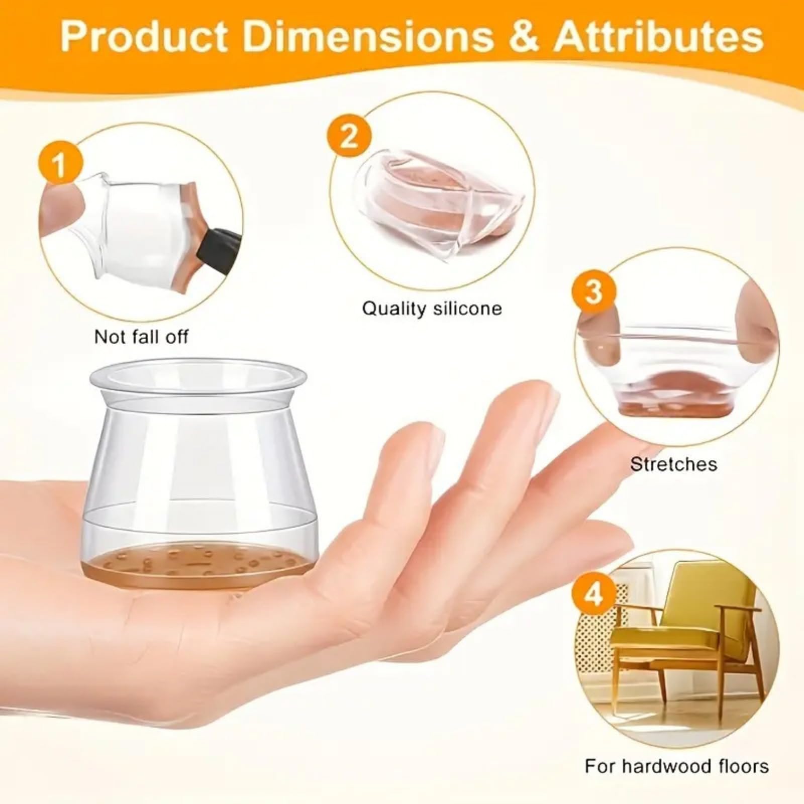 Protectores de suelo para patas de silla con base de fieltro grueso, 16 patas de goma para reducción de ruido y protección completa en suelos de madera y azulejos, accesorios ideales para muebles