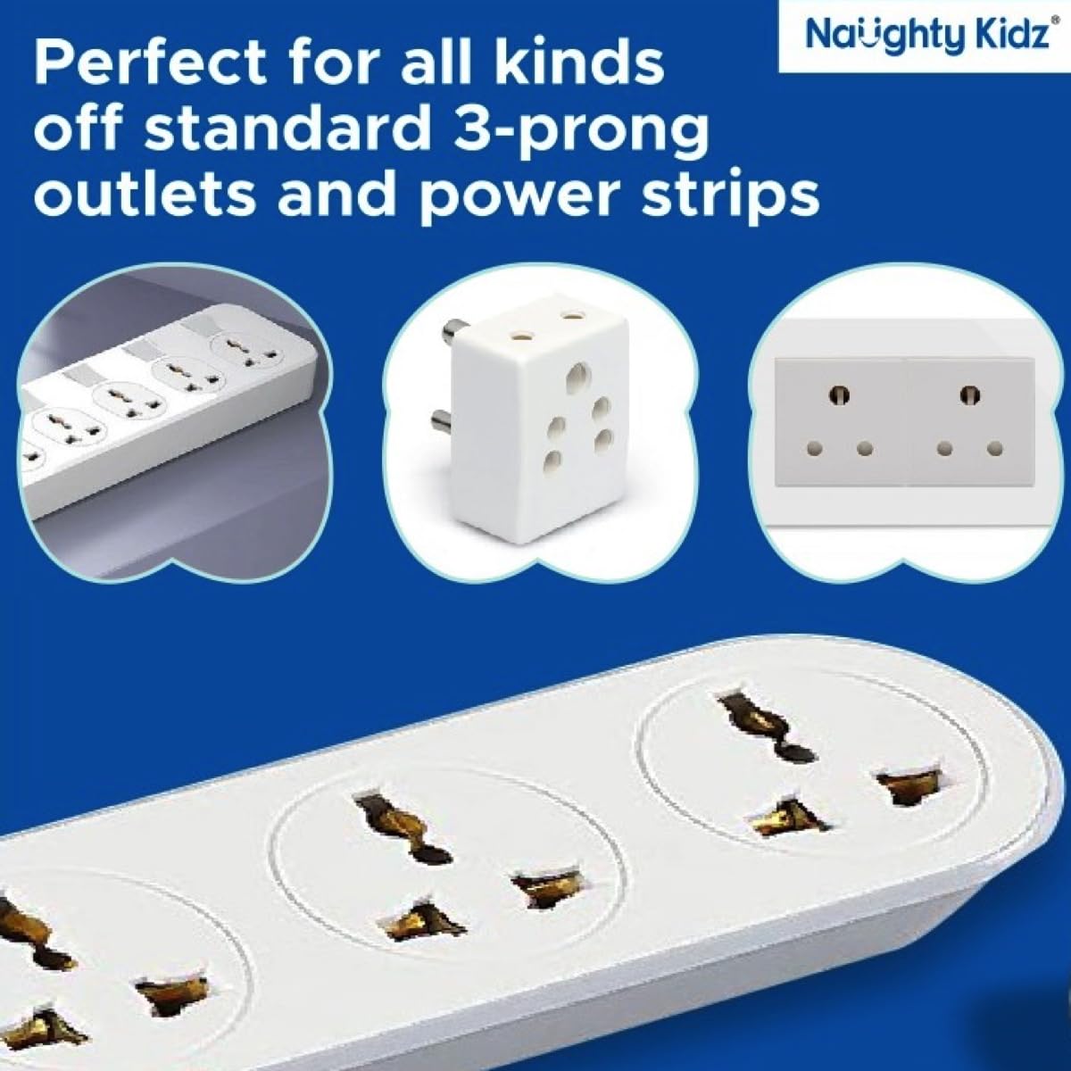 Naughty Kidz Baby Safety Electric Socket Plug Cover Guard For 3Pin//5A & 5Pin//15A (Pack Of 6),White 4
