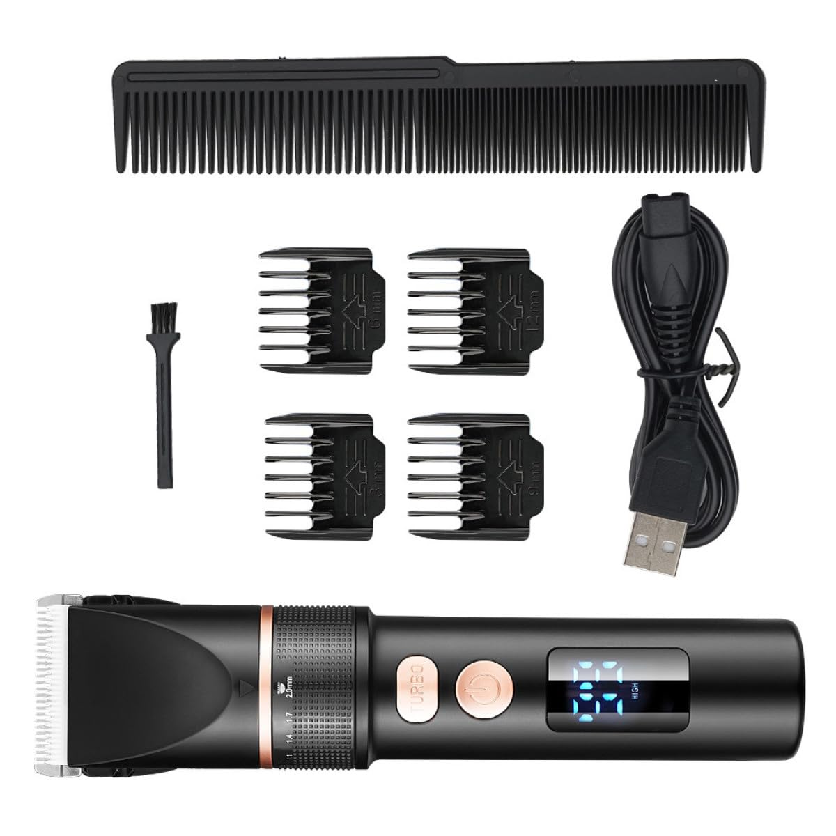 IMIKEYA Tagliacapelli Elettrico Professionale Display LCD a 3 Livelli Regolabili, Acciaio Inossidabile, Portatile e Delicato sul Capelluto, per Viaggi e Utilizzo Quotidiano