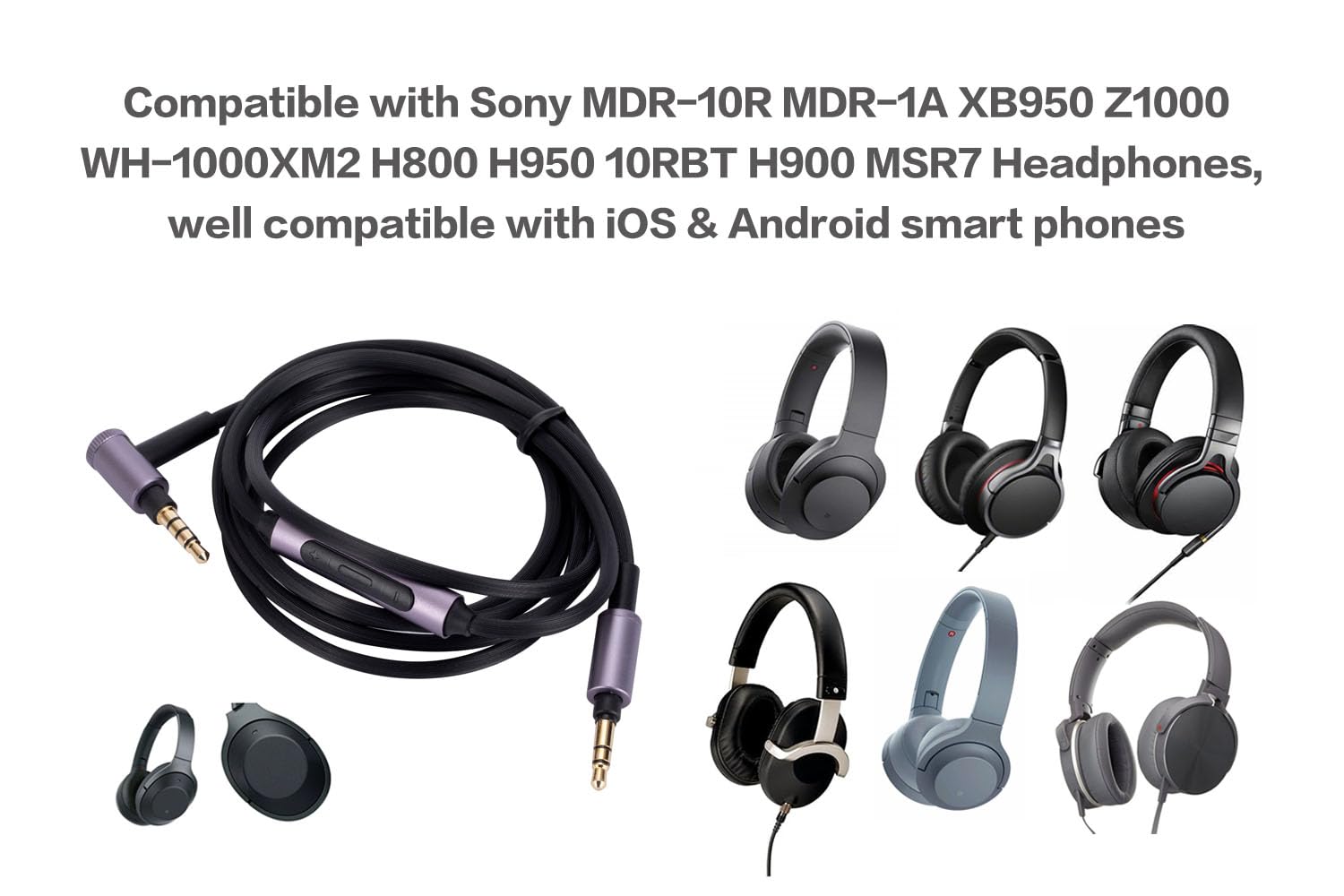 Amazon | Sony用交換用オーディオケーブル、Sony MDR-10R MDR-1A XB950