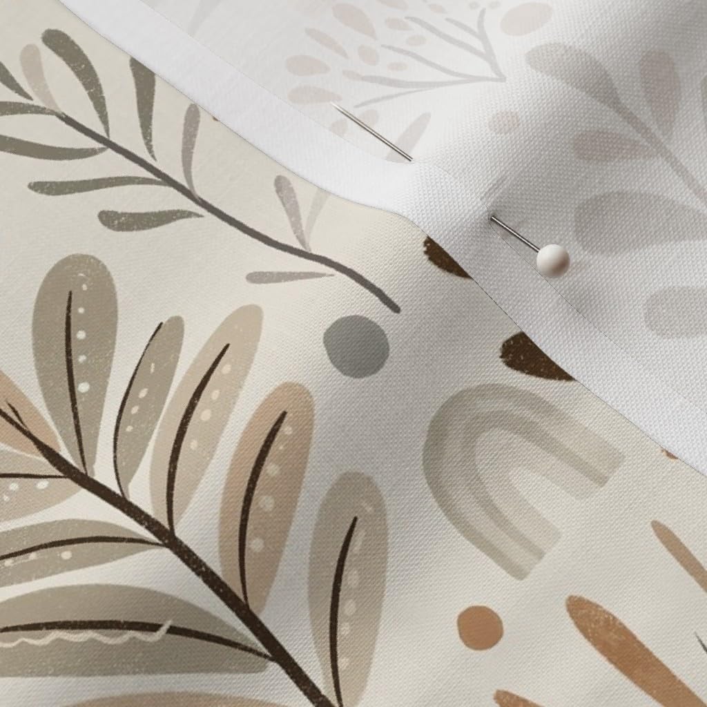 Spoonflower Fabric - Boho Winter Sun Neutral Floral Earth Tones Botanical Bohemian Witchy Printed on Petal Cotton Fabric Fat Quarter - Sewing Quilting Apparel Crafts Decor
