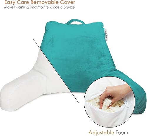 Miniatura 4 de Nestl - Almohada de lectura con espuma viscoelástica triturada, diseñada para sentarse en la cama y el sofá, con soporte ajustable para la espalda y