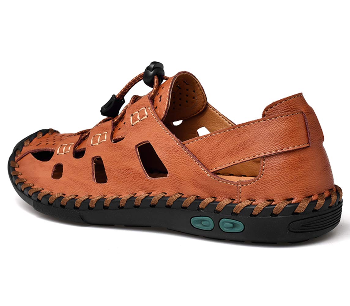 Santimon Sandalias Senderismo Hombre Impermeables Suave Cuero Antideslizantes Trekking Verano Al Aire Libre Moda Sandalias Deportivas con Cordón