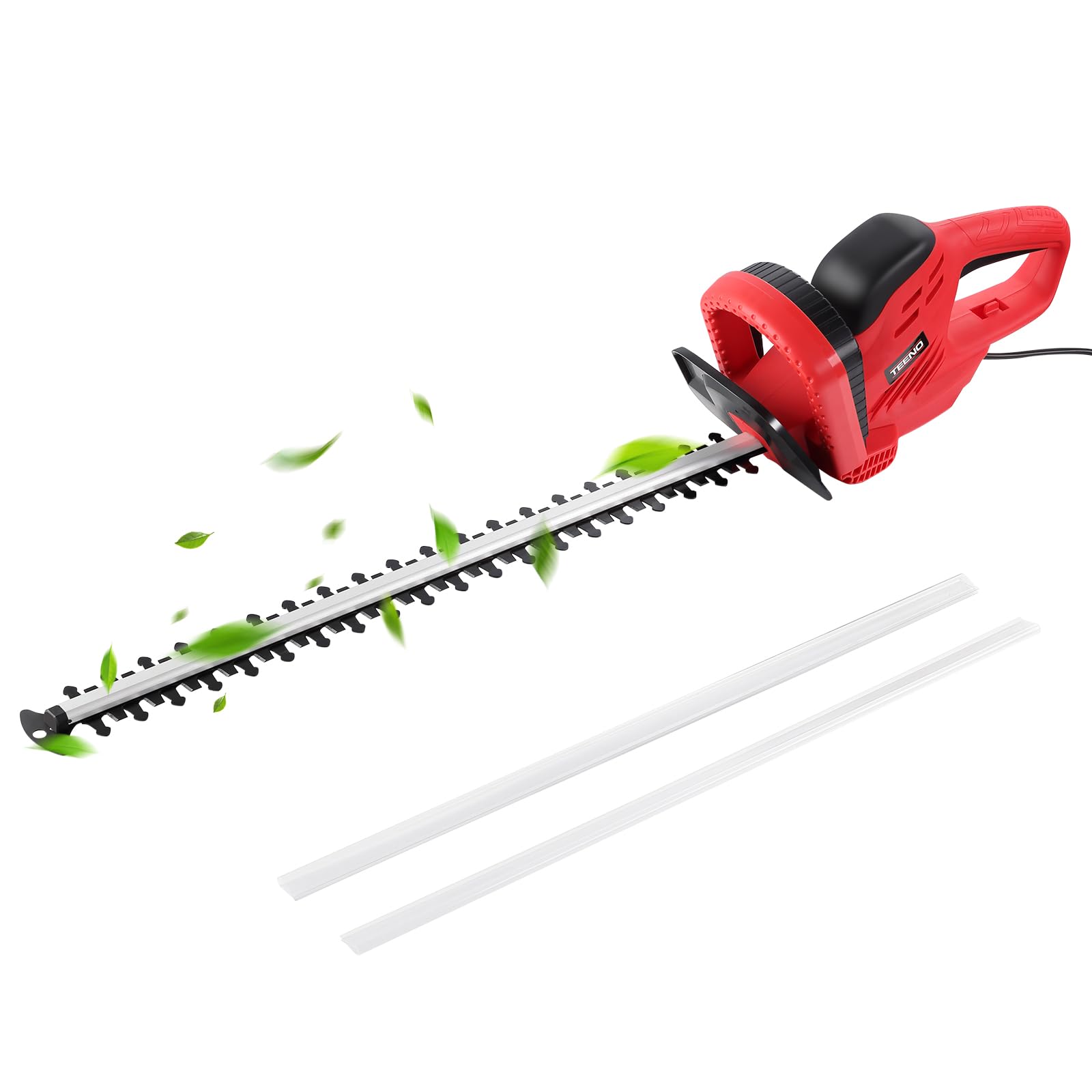 TEENO Tagliasiepi Elettrico 710 W, Tagliasiepi Elettrica Lunghezza Lama 610 mm, Distanza Denti 20 mm, Taglia Siepe con Protezione Della Lama