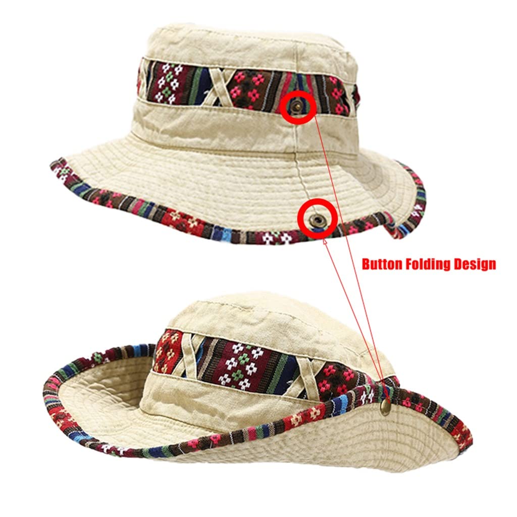 Cappello da Pescatore da Sole Panama a Tesa Larga Estivo per Uomo Donna Protezione UV Boonie Cappelli Cappello da Pescatore da Spiaggia all'aperto in Cotone (D 6 7/8~7 1/8)