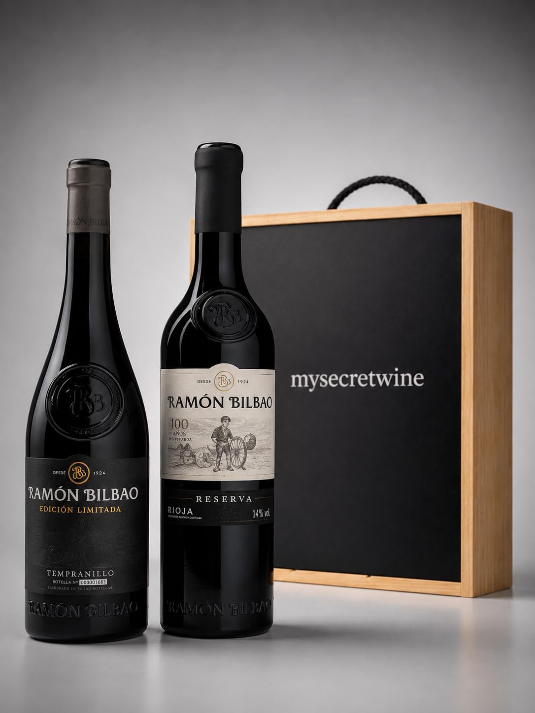 Ramón Bilbao Pack Premium Rioja con Caja de Regalo MySecretWine – Edición Limitada Tempranillo + Reserva – Estuche Gourmet de 2 Botellas de Vino Tinto DOCa Rioja -MYSECRETWINE-