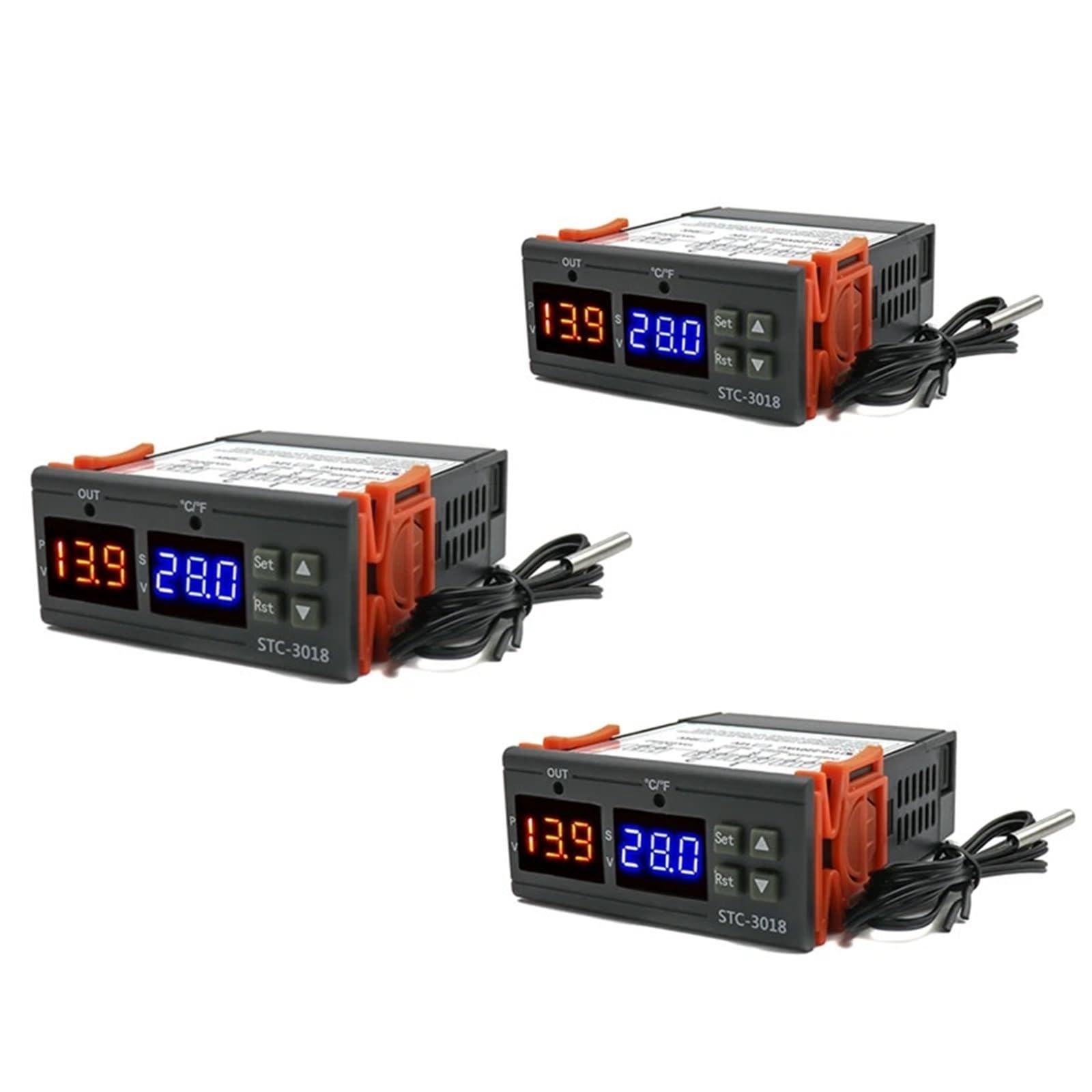 STC-3018 Doppio regolatore di temperatura digitale Termostato termoregolatore a due uscite a relè con riscaldatore e raffreddatore(As Shown 12V)