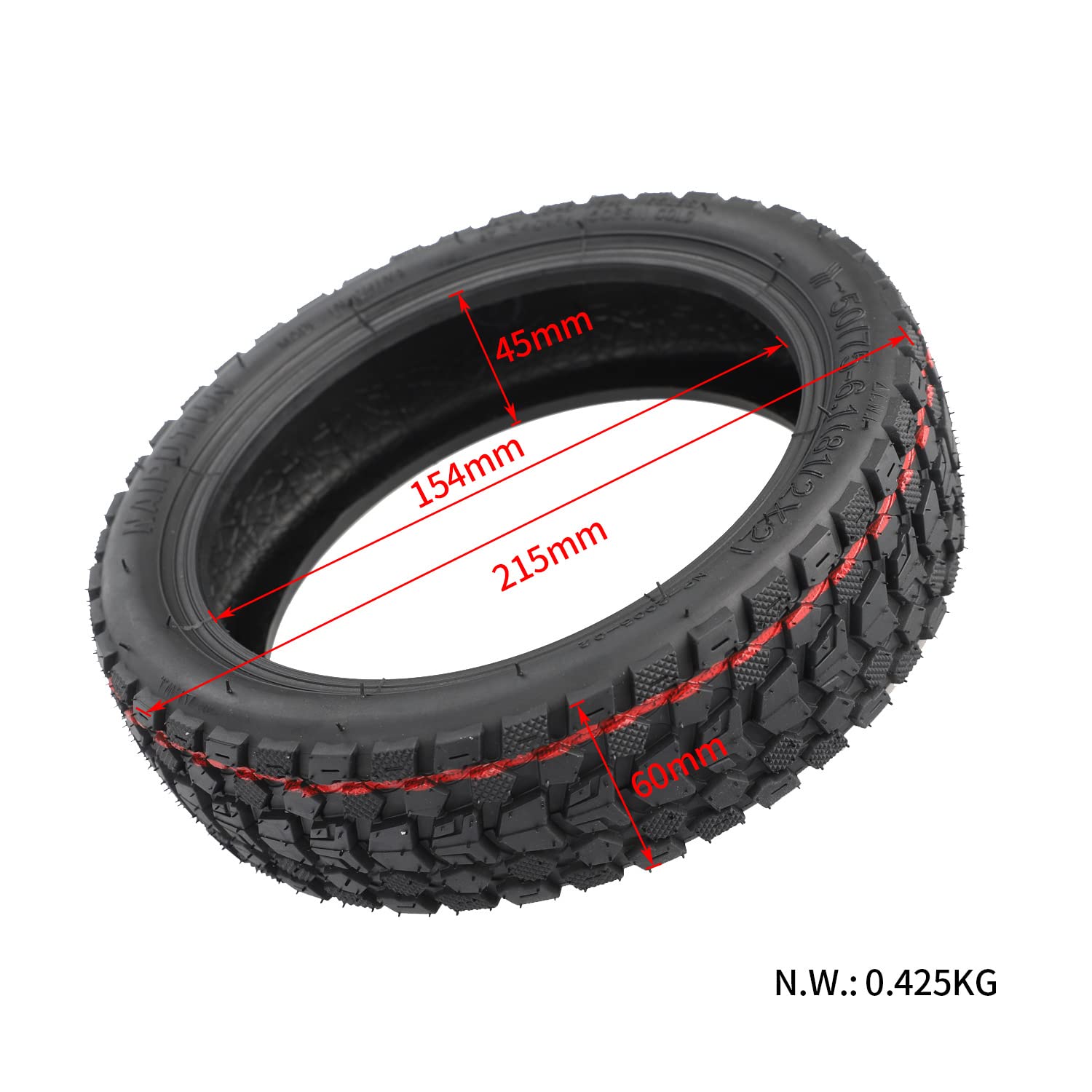 Pneu tout-terrain 50/75-6.1 (8 1/2 x 2) + chambre à air droite de 8,5 pouces d'épaisseur pour Xiaomi M365/Pro/Pro2/1S/Mi3/Essential/Scooter 3