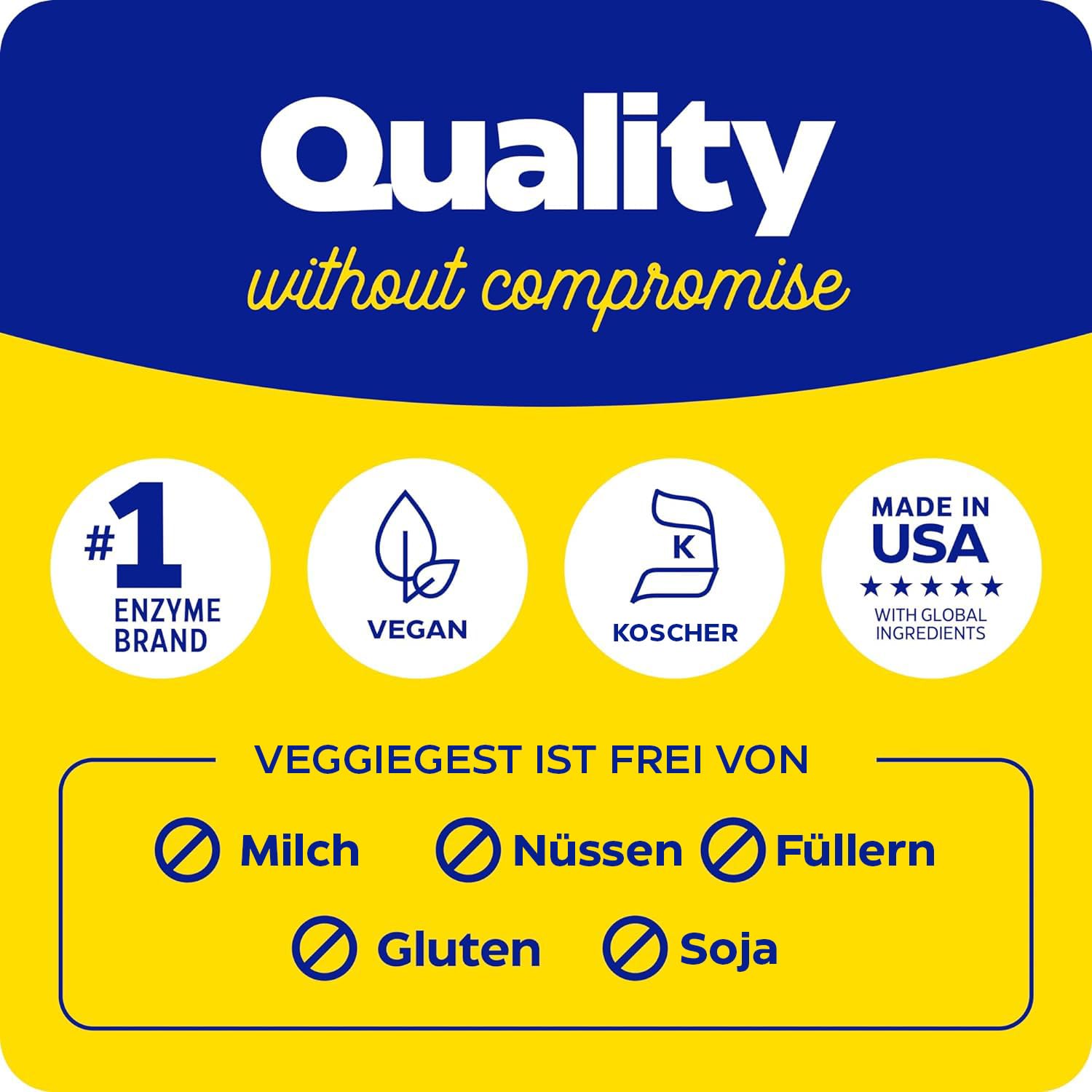 Enzymedica, VeggieGest, 90 vegane Kapseln, 22.000DU Amylase & 15.000HUT Protease je Dosis, Glutenfrei, Sojafrei, GMO frei, Geschmacksneutral
