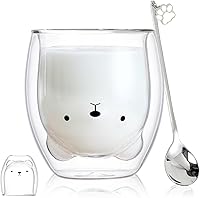 Vista 13 de Taza de gato linda taza de vidrio con aislamiento de doble pared, taza Kawaii, taza de café, taza de té, taza de leche, el mejor regalo para oficina