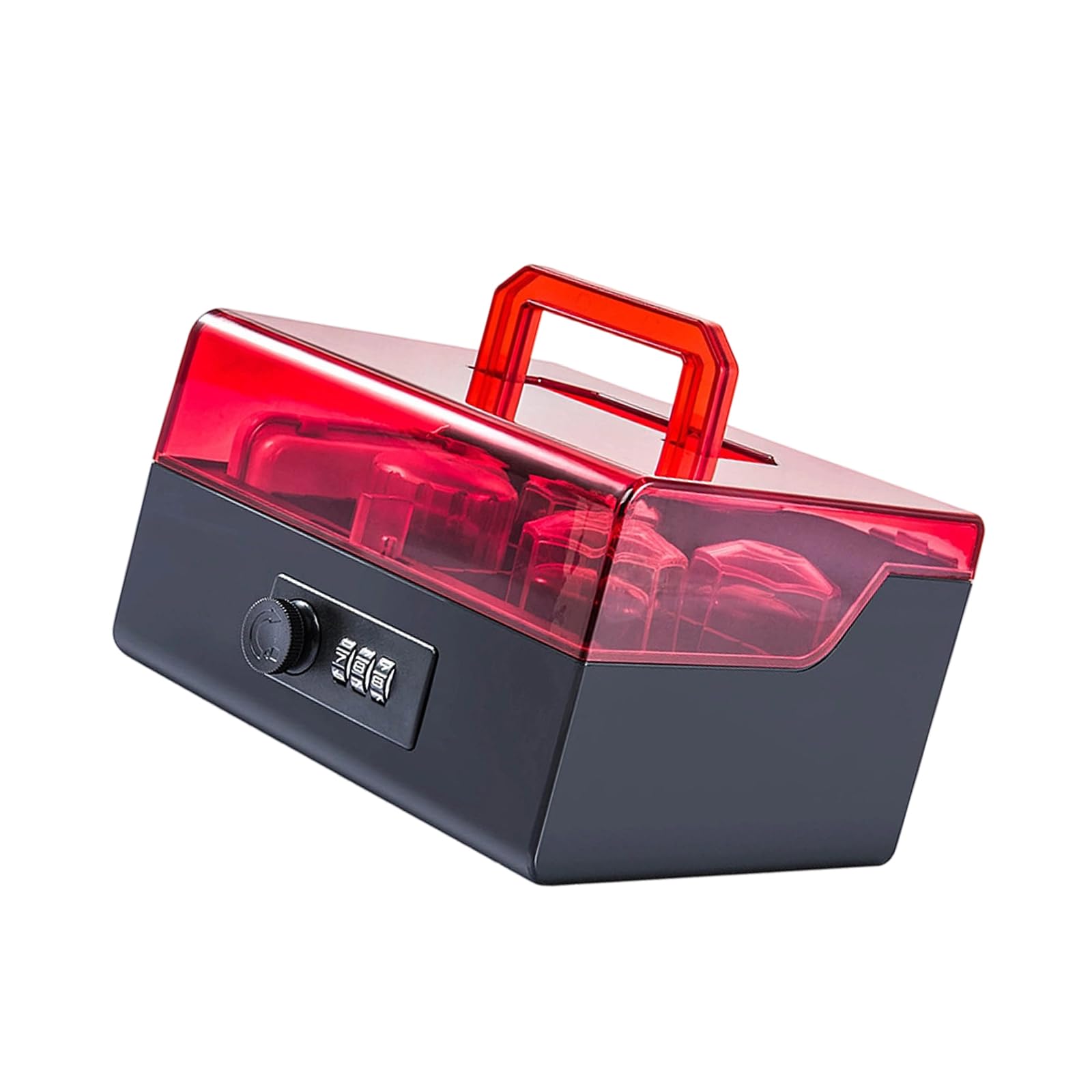 Custodia per timbri Trasparenti con Password Scatola portaoggetti Portatile a 5 Scomparti Organizzatore con Sigillo Ufficiale in plastica Scatola a Cinque Scomparti