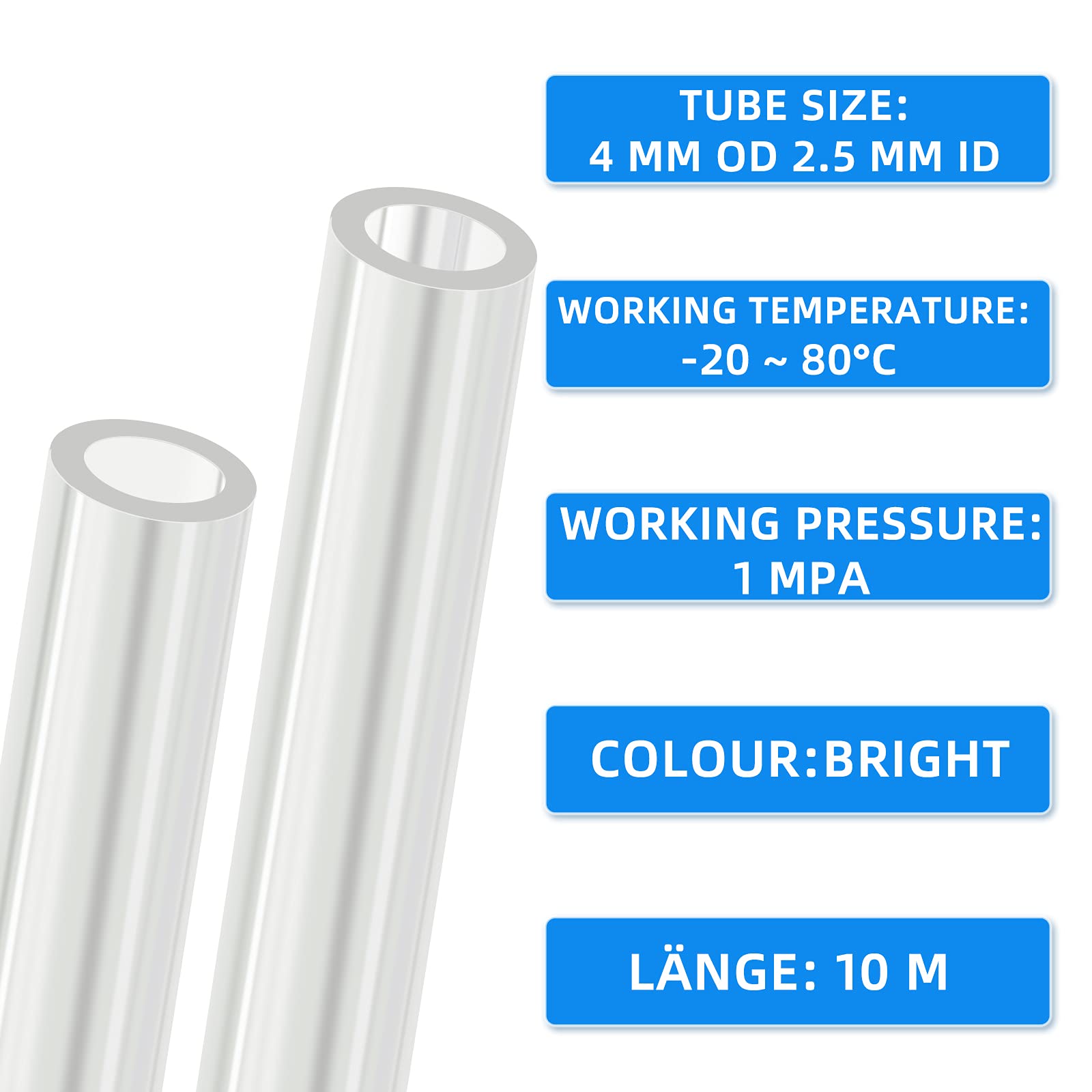 Tuyau Polyuréthane Bleu 10m - 8mm OD/5mm ID Avec Raccords Pour Air Comprimé