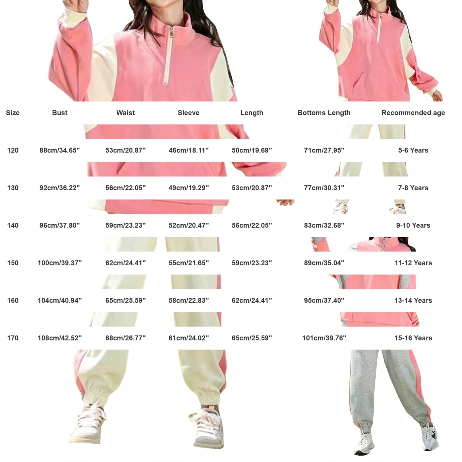 Mädchen-Trainingsanzug, halber Reißverschluss, Hoodie, Jogging-Set