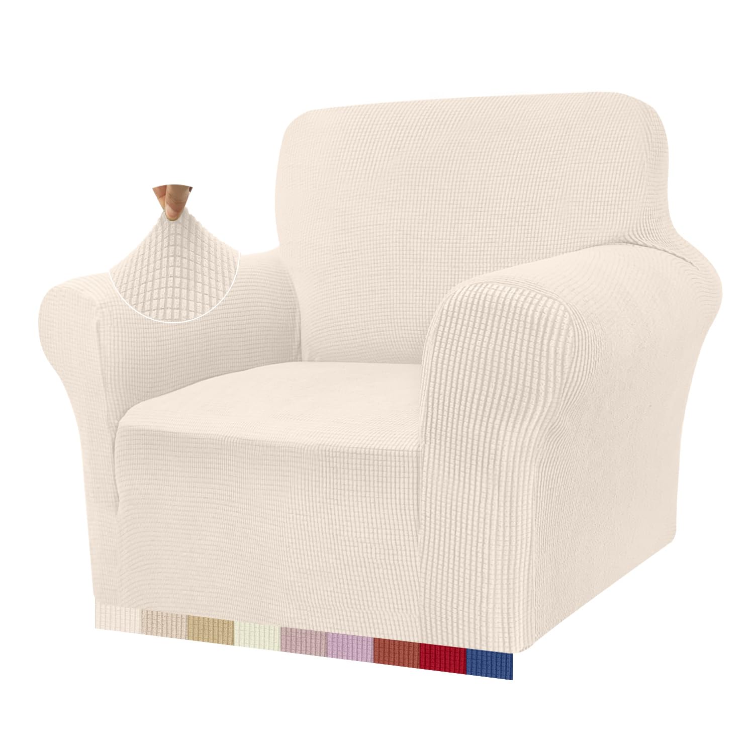 Granbest Copridivano ad alta elasticità, moderno copridivano jacquard, elasticizzato, per soggiorno, protezione per cani, animali domestici (1 posto, beige chiaro)