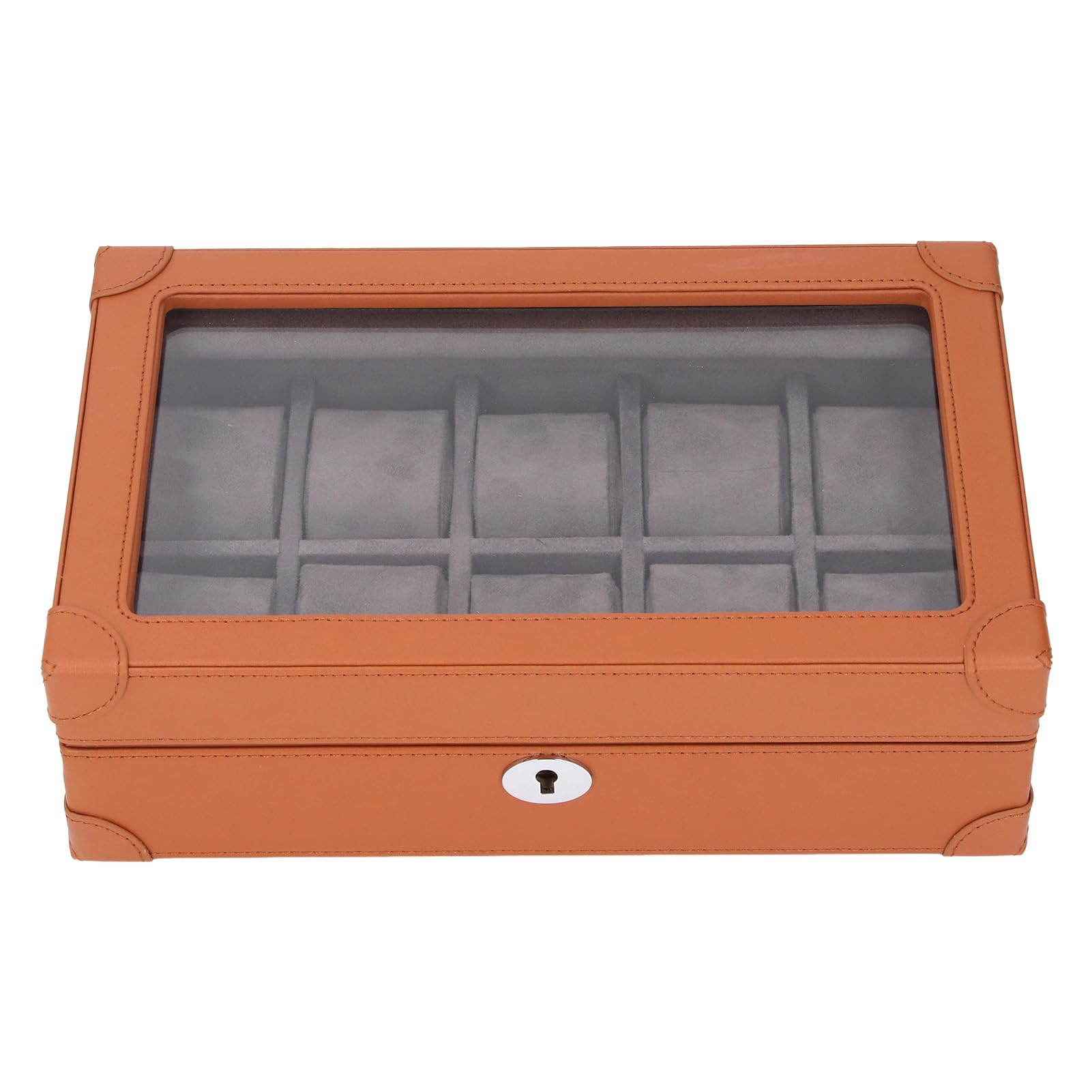 Aramox Organizer na Zegarki, Pudełko na Zegarki ze Skóry Superfibry ze Szklanym Okienkiem, 10 Przegródek do Przechowywania, Aksamitna Wyściółka, Zamykane Etui wystawę domową Kolekcjonerzy Biznesowi