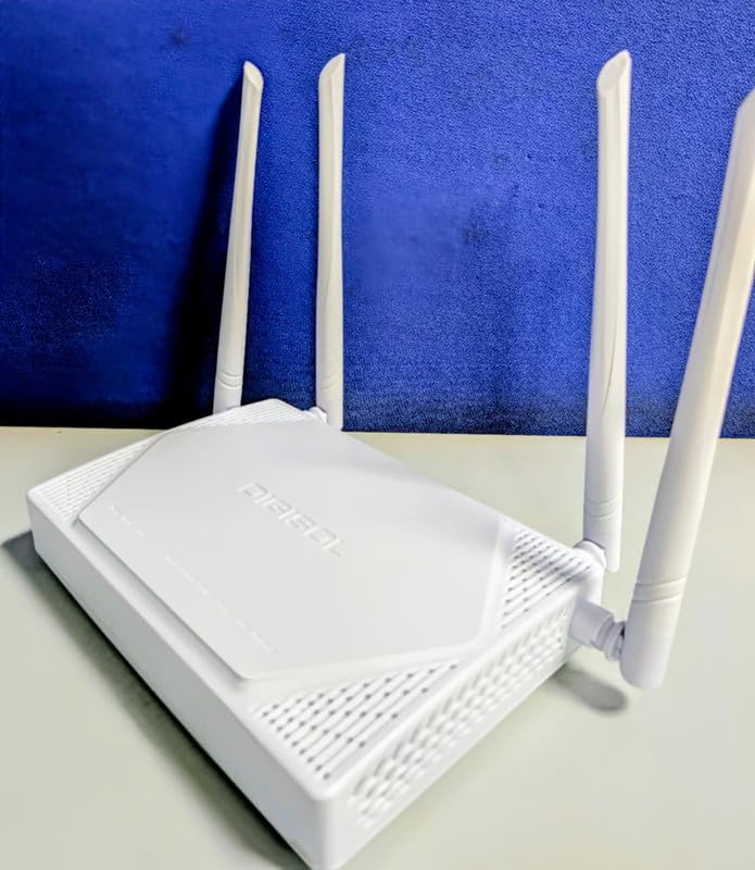 Image of Digisol XPON 1200 Mbps Dual Band ONU /ONT Router - Without Telephone Port, 4 Antenna, Compact Design for High-Speed Fiber Connectivity