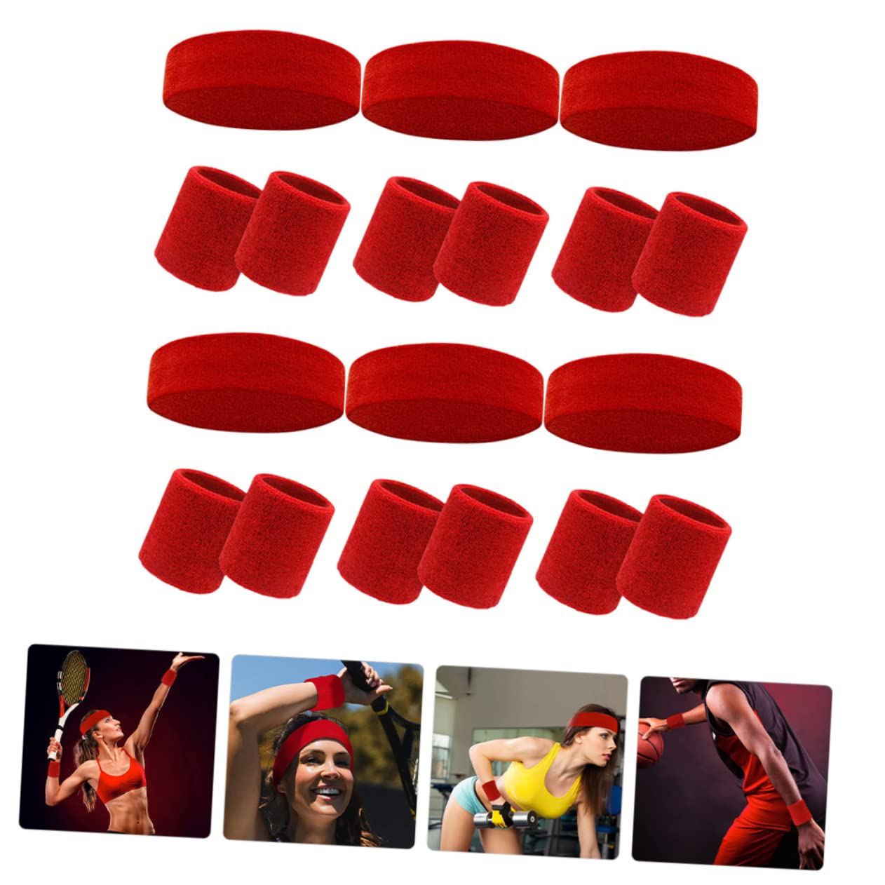 TOYANDONA Workout Schweißbänder 18 Stück Elastische Sport Stirnbänder Handgelenk Schweißbänder aus Atmungsaktivem Polyester rutschfest für Herren Damen Beim Training Basketball Tennis Yoga