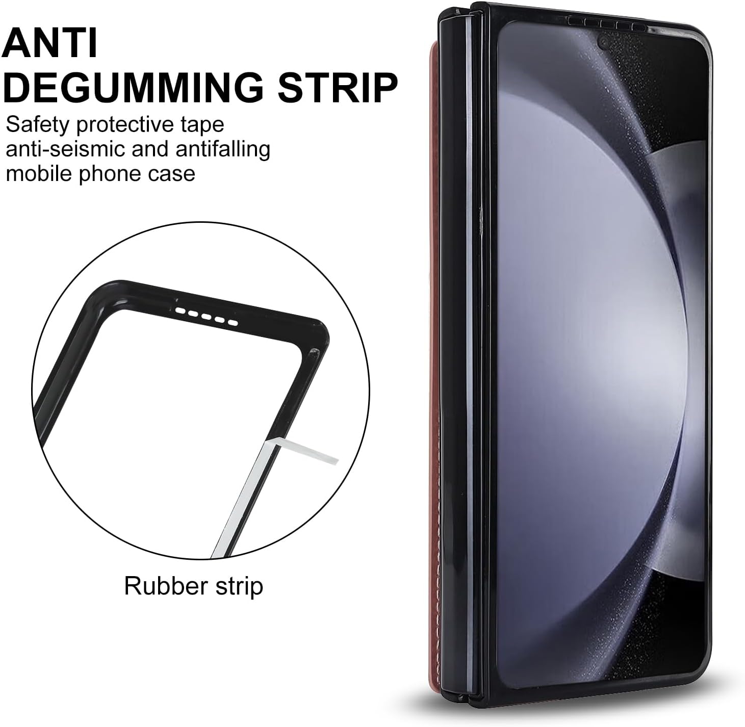 for Samsung Galaxy Z Fold 5 Case with S Pen Holder and Card Holder, Heavy Duty Shockproof Wallet Protector, Luxury Business Leather Cover Case for Galaxy Z Fold 5 (Rose Gold)