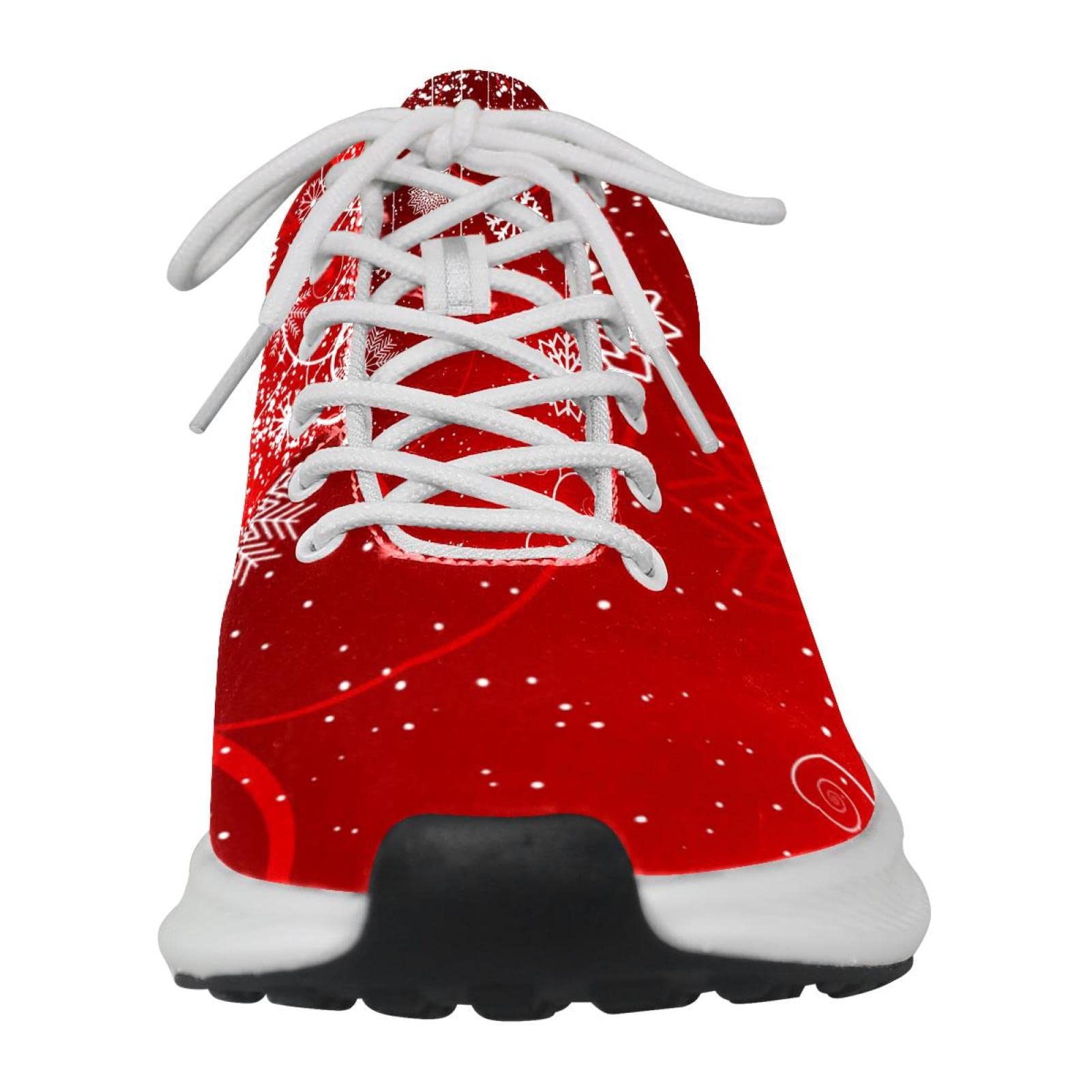 Scarpe da ginnastica uomo personalizzate Scarpe da passeggio leggere Running Athletic Casual Sneakers Rosso Natale Inverno Astratto Fiocchi di neve modello, Multicolore, 42 EU