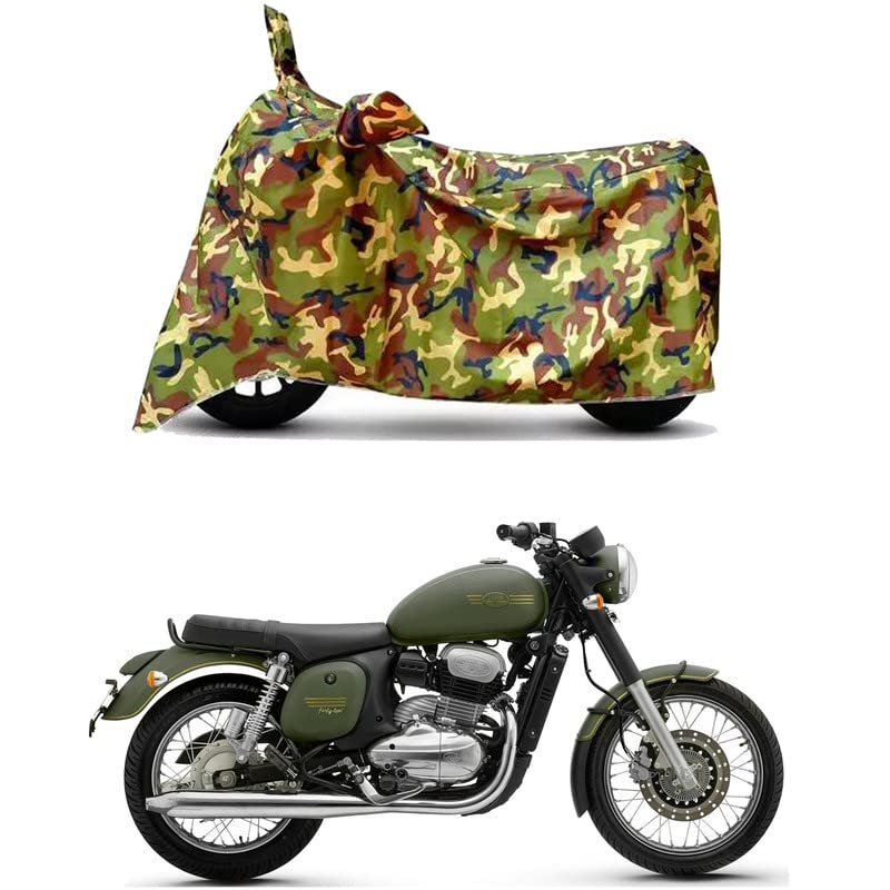 Image of Waterproof 100% PVC Coated Bike Scooty Two Wheeler Body Cover Compatible for Jawa Forty Two Galactic /UV-Rays /Heat Protection /Birds Dropping /Scratchproof /Dust Proof /All [6X6 Jungle Print]
