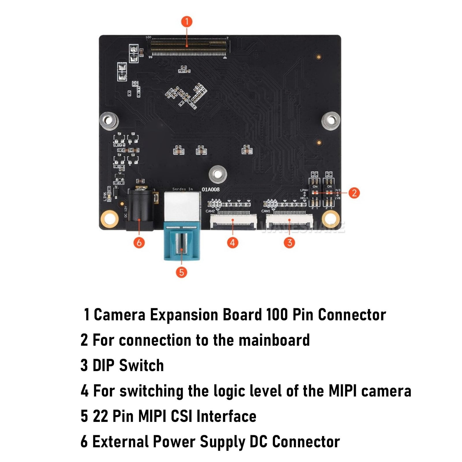 PUSOKEI Scheda di Espansione Fotocamera per RDK S100 |Modulo MIPI CSI 2 Porte 22 Pin per lo Sviluppo Visivo