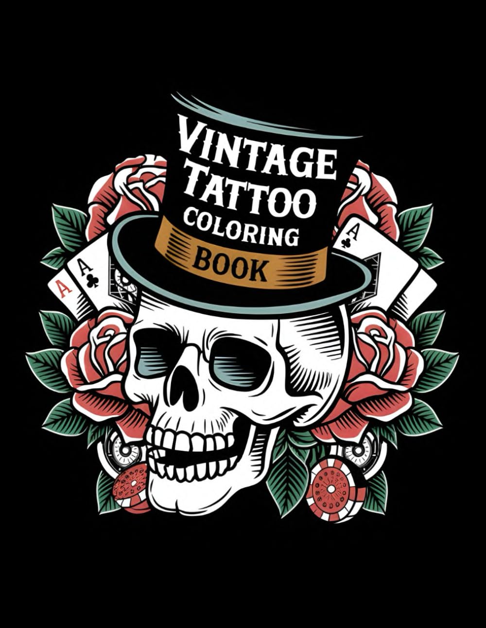 Vintage Tattoo Coloring Book: Stress-Relieving Traditional Tattoo Designs for Adults and Teens - Nautical Tattoos, Animals, Skulls, and More!