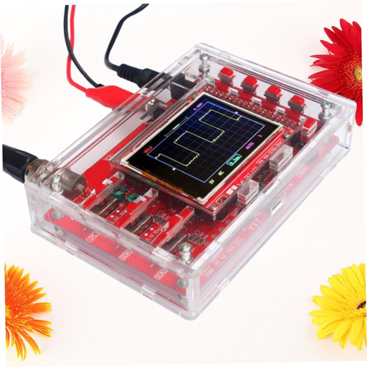 Healeved Kit Oscilloscopio Digitale Stm32f103c8 Schermo Tft 2.4 Pollici, Custodia Acrilica Fai da Te, Funzione Freeze Waveform e Modalità Regolare per Sviluppo Arm