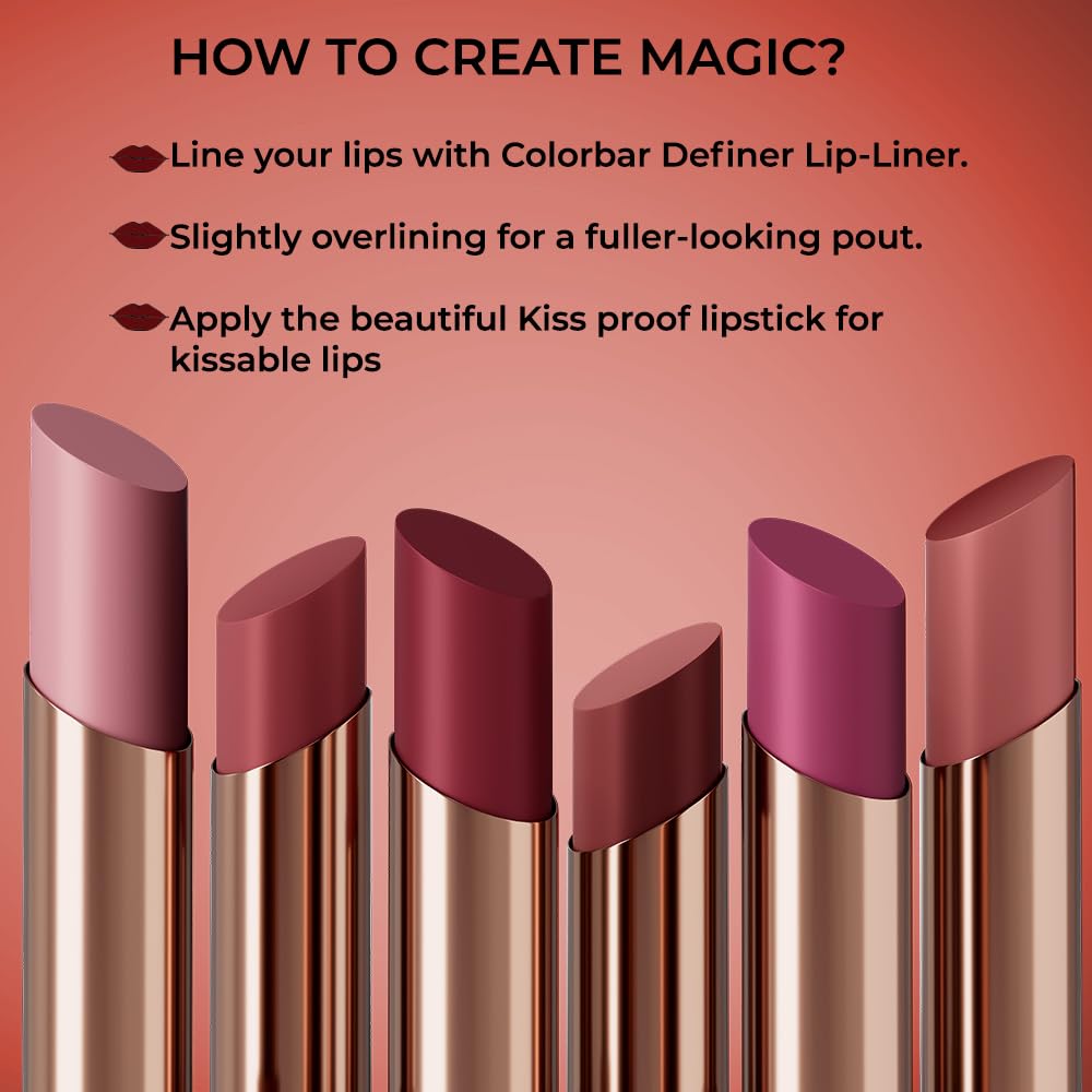 Colorbar Kissproof Lipstick Nude Kiss Lightweight and Matte texture Vegan,Paraben,Mineral Oil,Sulphate,Cruelty Free 3.7g 4