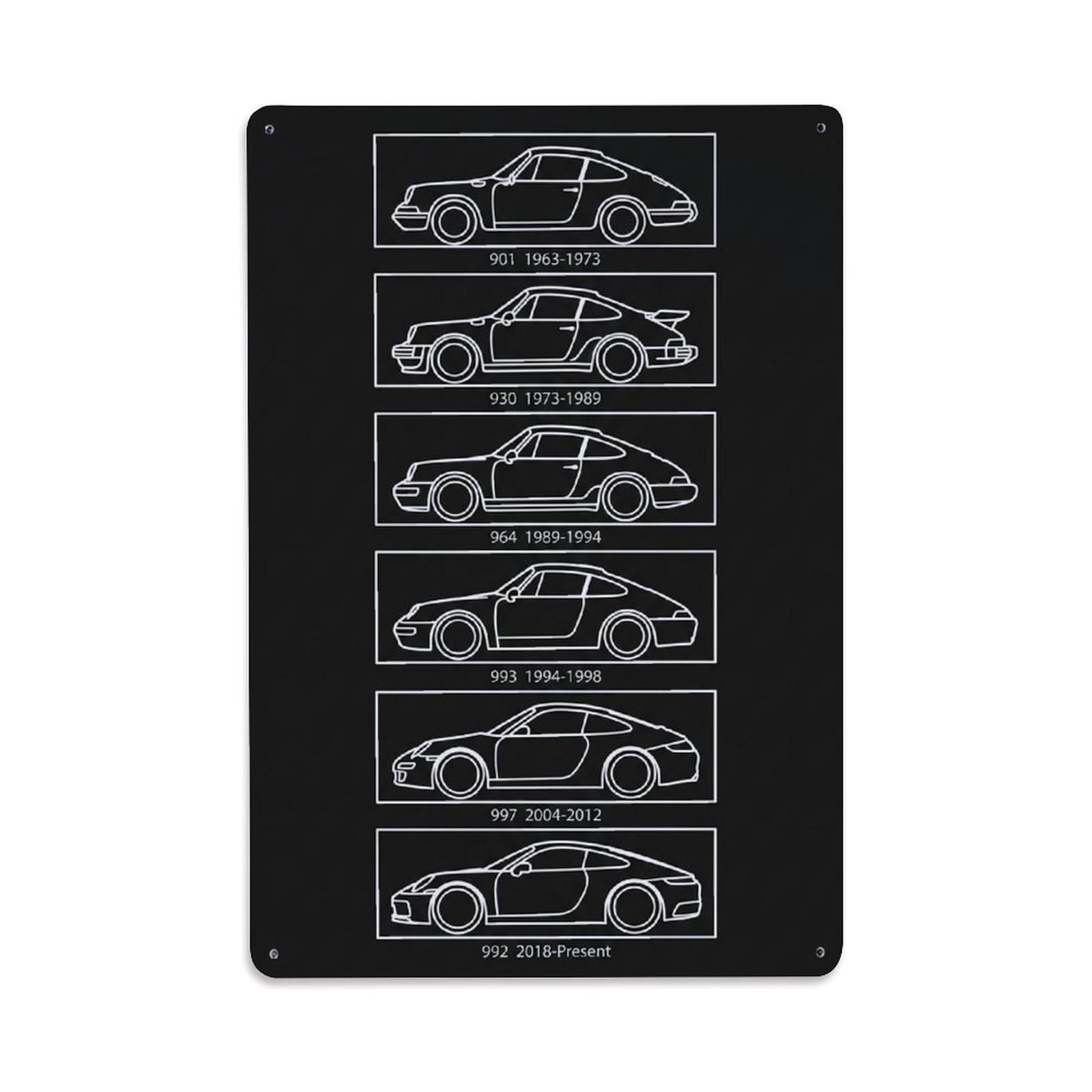 911 Cabriolet Vintage 930 964 993 Track Racing Supercar Metal Tin Sign Plaque Wall Decor for Cafe, Man Cave, Club Bar, Office, Home Garden Round Metal Poster 8x12Inch