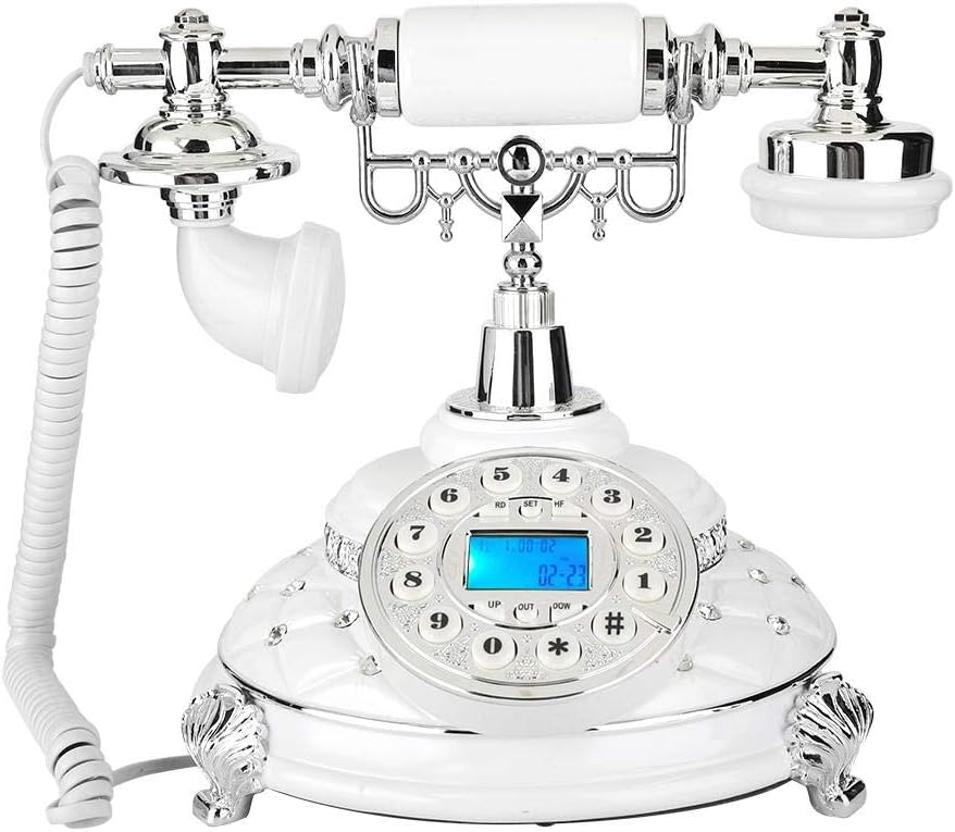 Old Telephone, Retro Anique Landline Telephone Silver Plated Home Office Corded Phone (Backlight)