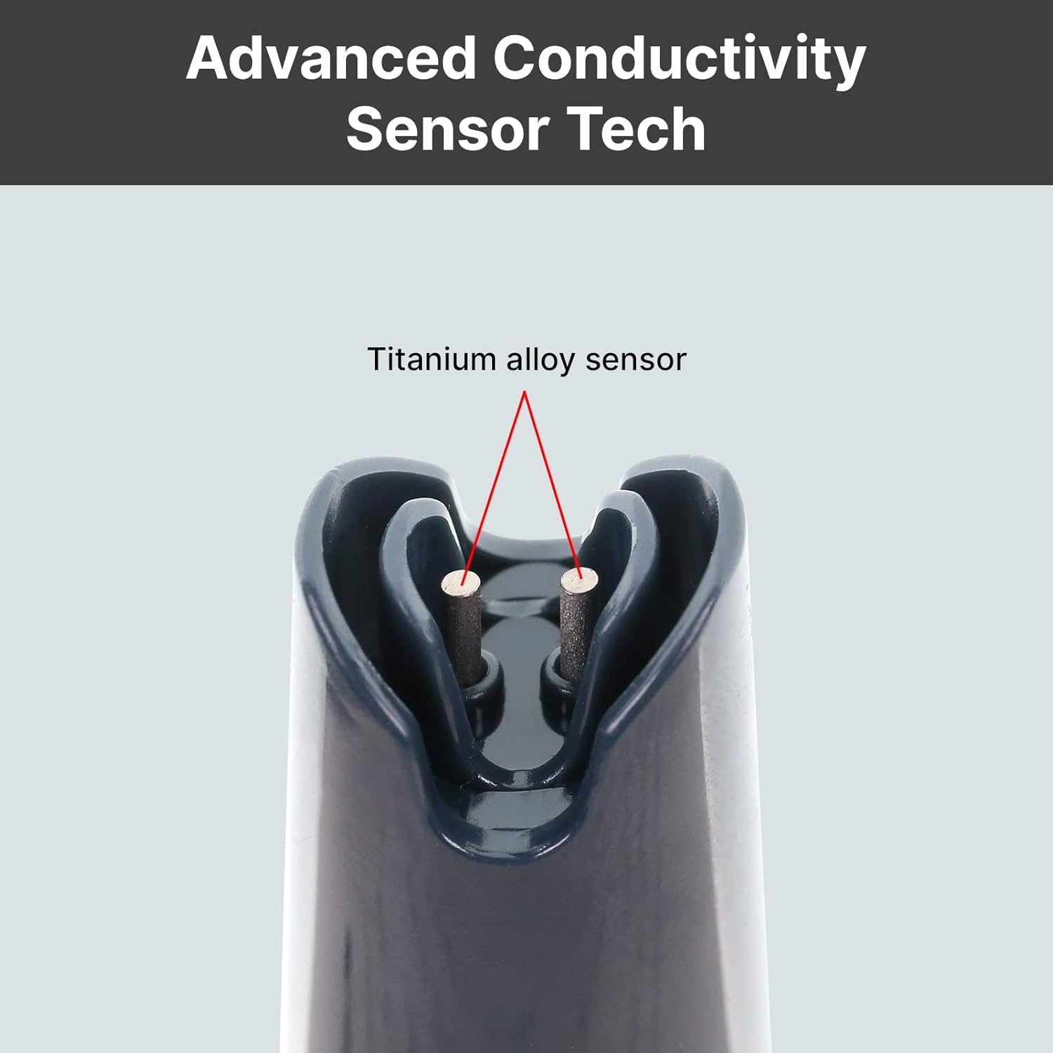 Close-up of the titanium alloy sensor