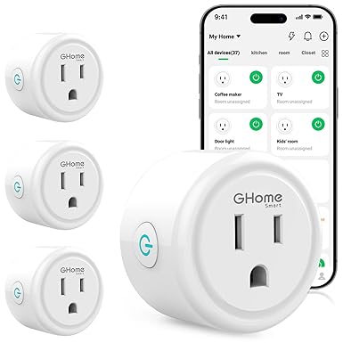 GHome Smart Plug, WiFi Smart Plugs Work with Alexa and Google Home, Smart Outlet Timer
