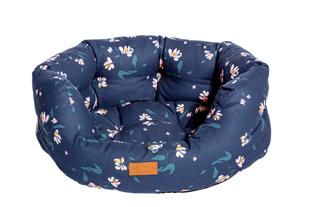 Danish Design FatFace Navy Brush Floral Sustainable Hand Wash Sustainable Deluxe Slumber Dog/Puppy Bed 18 Inch