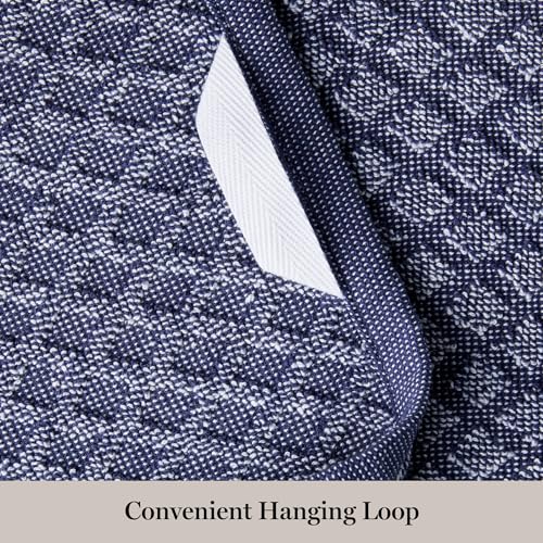 Martha Stewart Honeycomb Chambray Textured Kitchen Towel 4-Pack Set, 100% Cotton with Absorbent Terrycloth, Decorative Kitchen Towels, Navy Blue, 16"x28" - Image 5