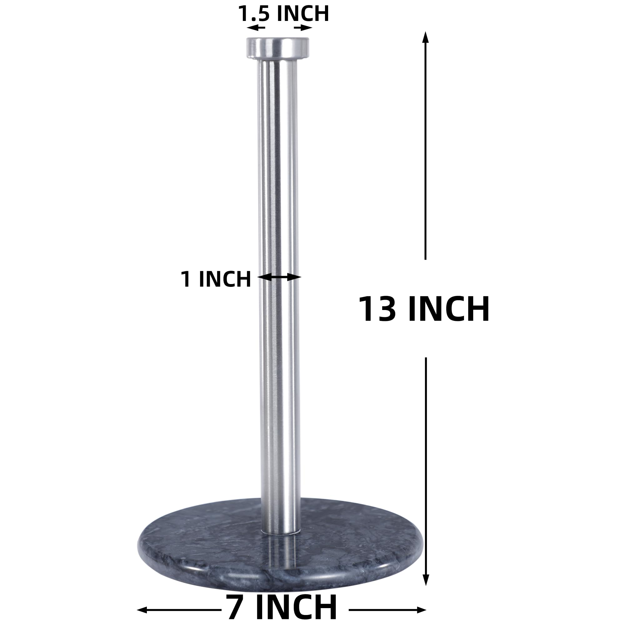 Soporte para toallas de papel con base de mármol, dispensador vertical de rollo de papel de 13 x 7 pulgadas con base antideslizante pesada para un fácil desgarro con una sola mano, para encimeras,