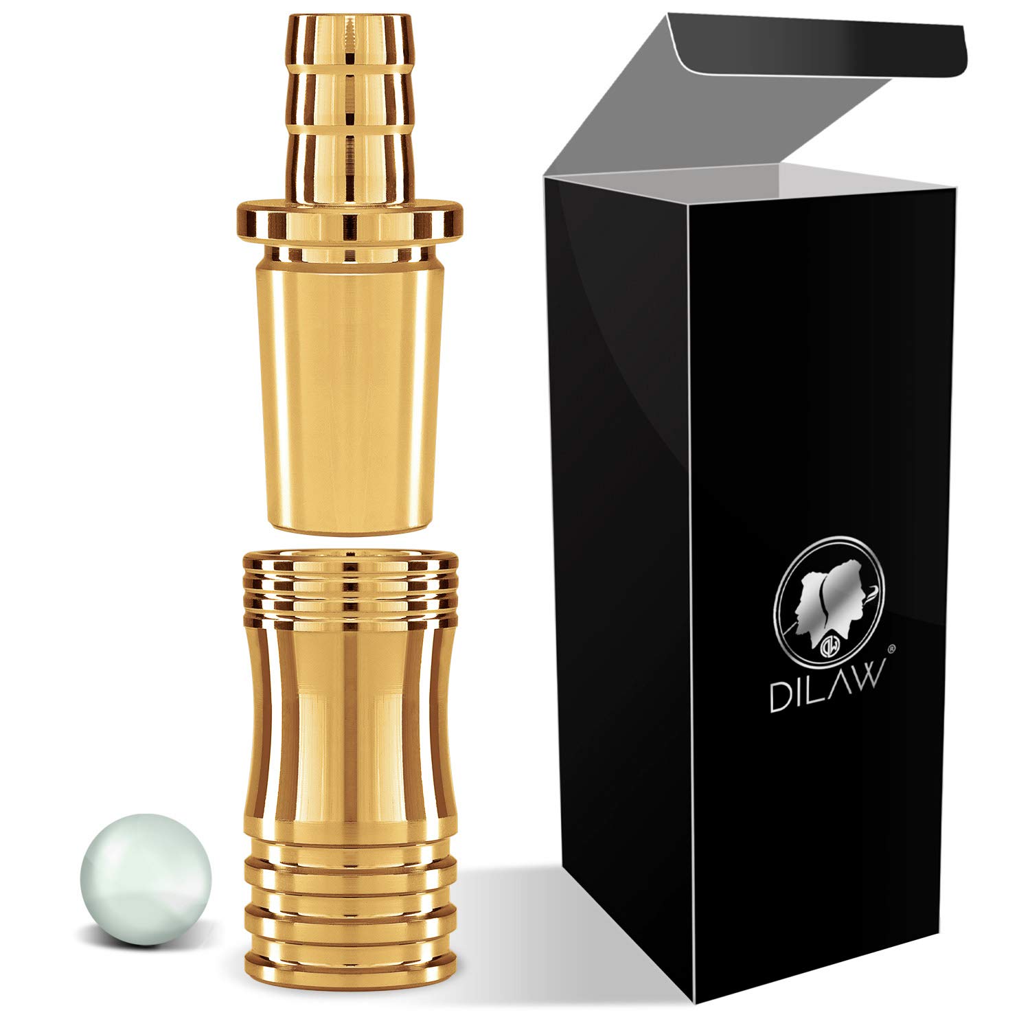 DILAW® Shisha V2A Edelstahl Adapter Schlauchadapter 18/8 Schliff Set 2-teilig Universal Hookah Wasserpfeife | 1er Pack | Gold Edelstahl |