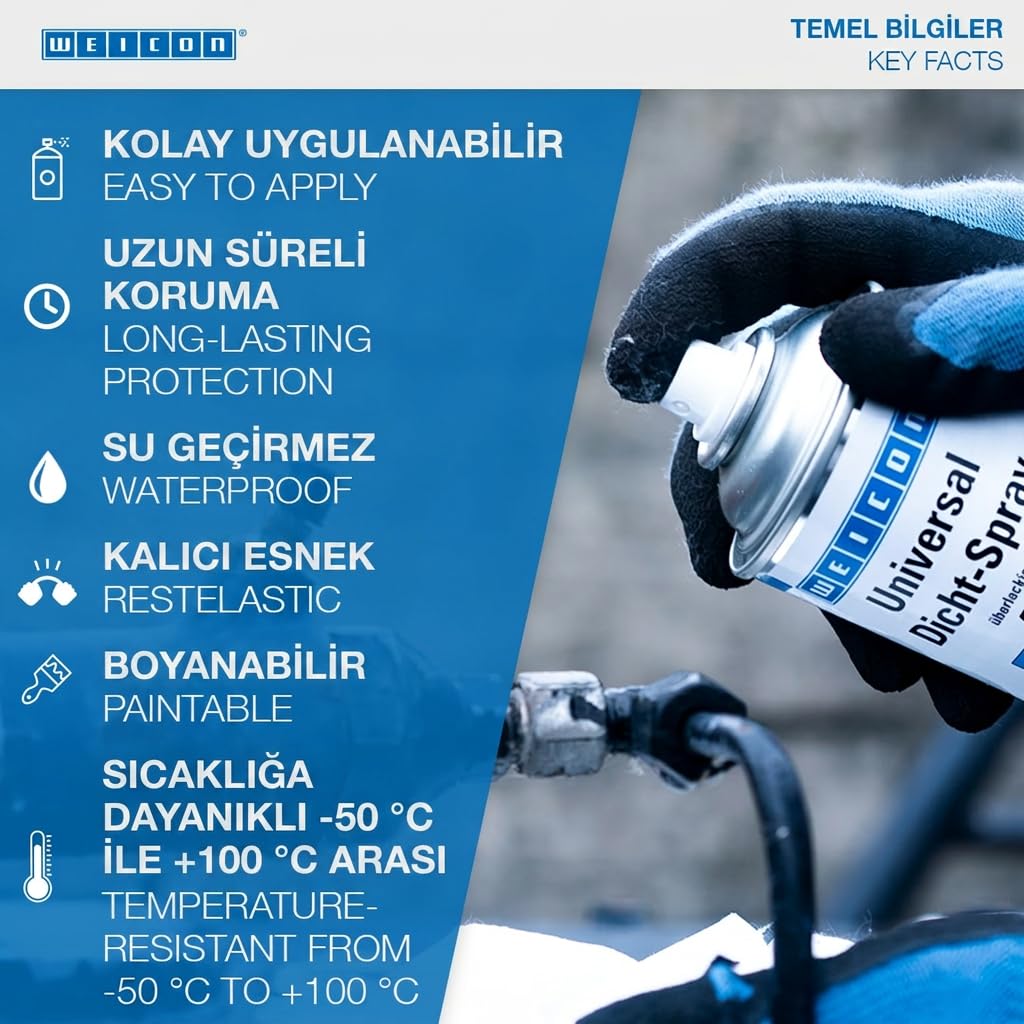 WEICON Tamir Spreyi / 400 ml/Ekstra Güçlü Yapıştırıcı Sızdırmaz Plastik Sprey, Beyaz